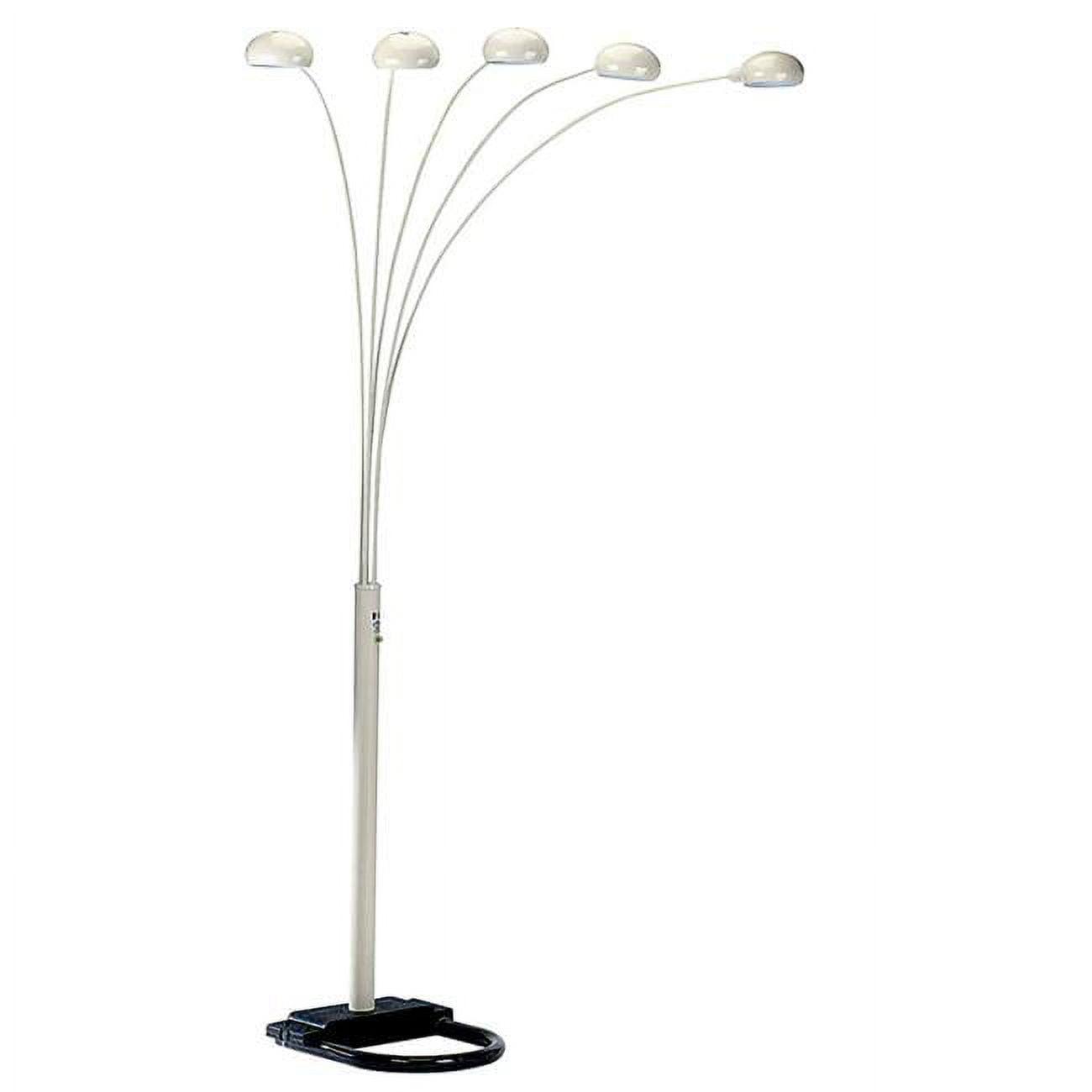 Ivory White Adjustable 5-Head Arc Floor Lamp