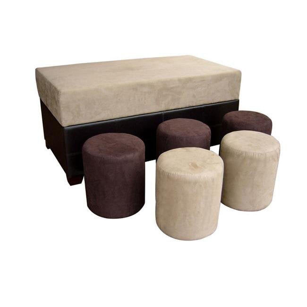 ORE International Brown Shades Storage Ottoman (With 5 Ottomans)