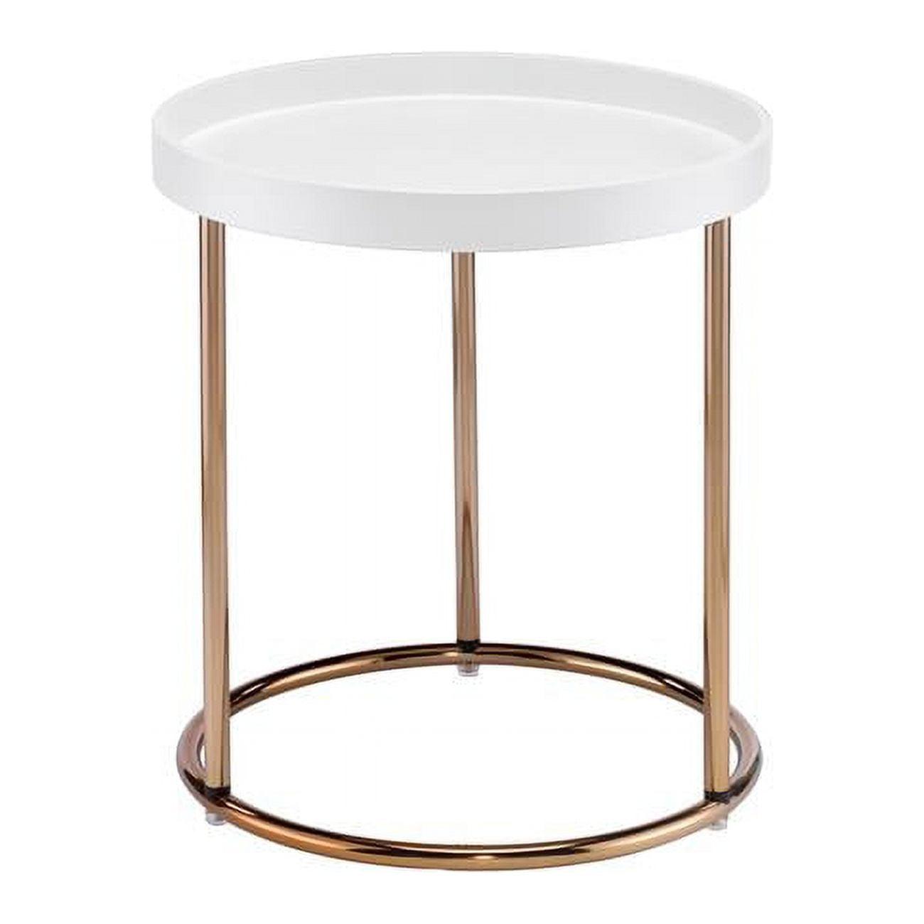 Edie 22" Round White Metal and Wood Accent Table