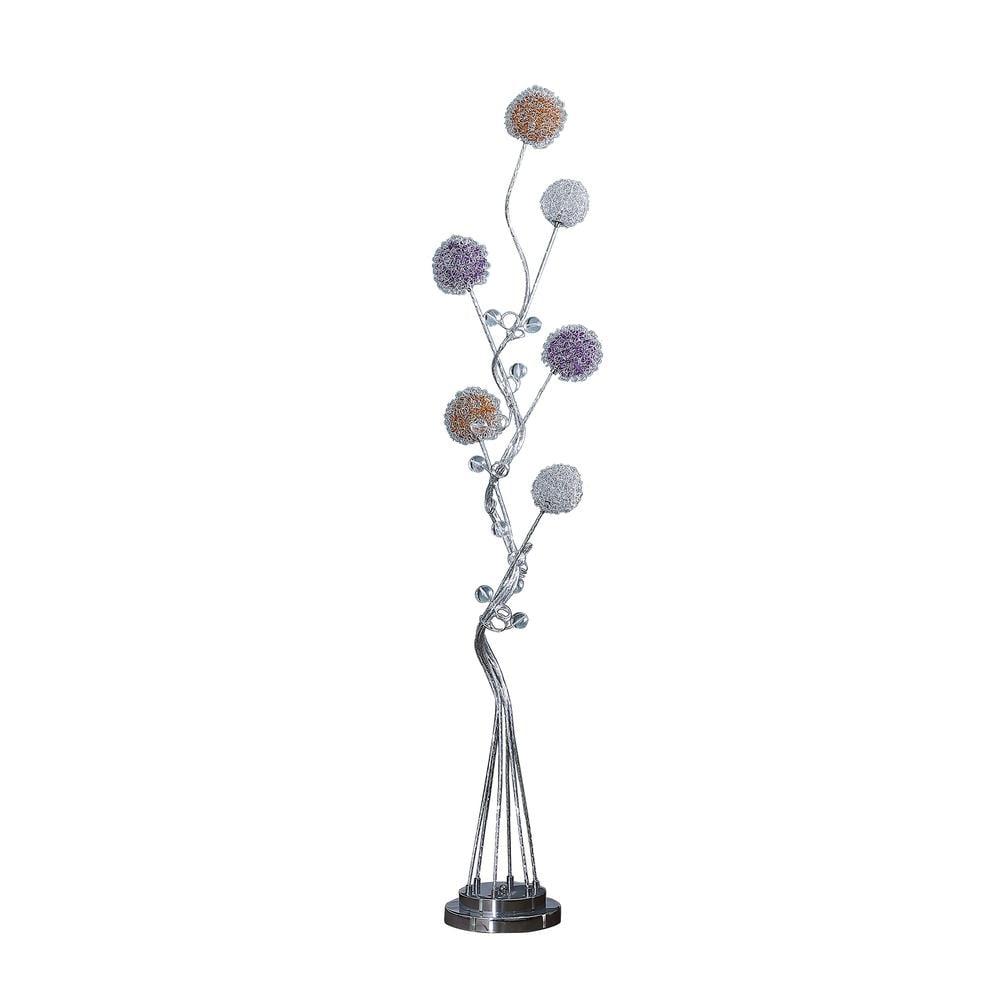 Zeus 58.5" Silver Aluminum Floral LED Floor Lamp