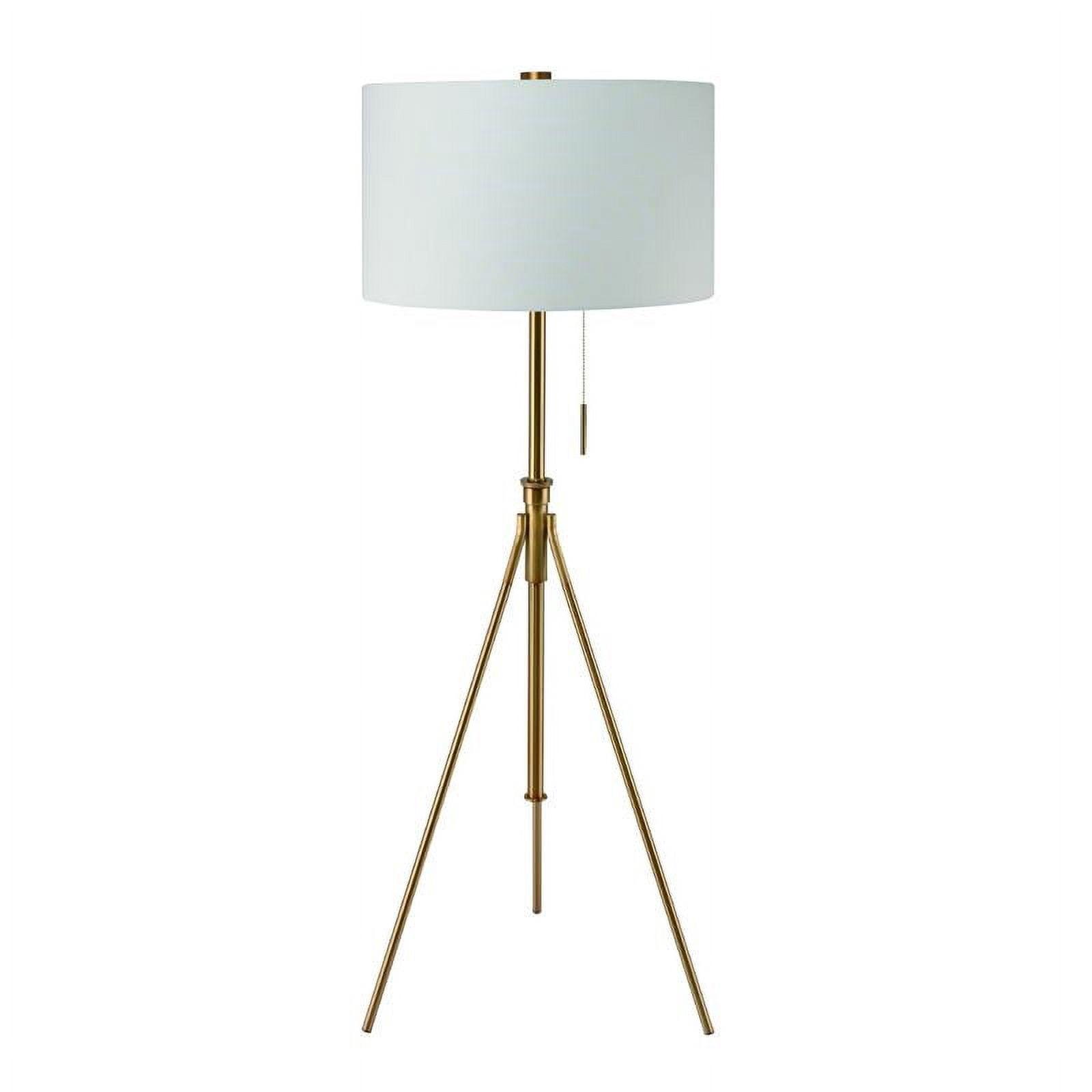 SH Lighting Contemporary Adjustable Matte Gold Tripod Floor Lamp - Features Large Drum Shade and Convenient Foot Switch - 58-72" Tall Great for Living or Bedrooms - Gold