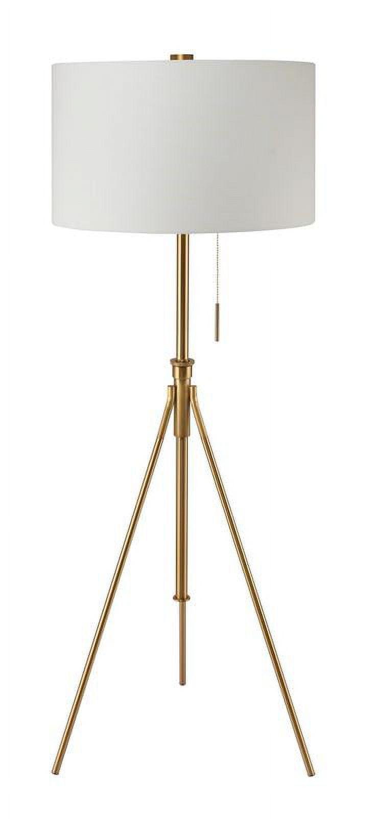 SH Lighting Contemporary Adjustable Matte Gold Tripod Floor Lamp - Features Large Drum Shade and Convenient Foot Switch - 58-72" Tall Great for Living or Bedrooms - Gold