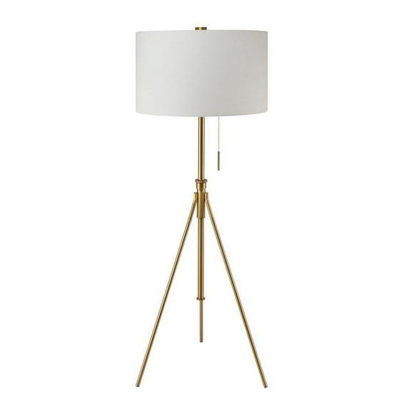 SH Lighting Contemporary Adjustable Matte Gold Tripod Floor Lamp - Features Large Drum Shade and Convenient Foot Switch - 58-72" Tall Great for Living or Bedrooms - Gold