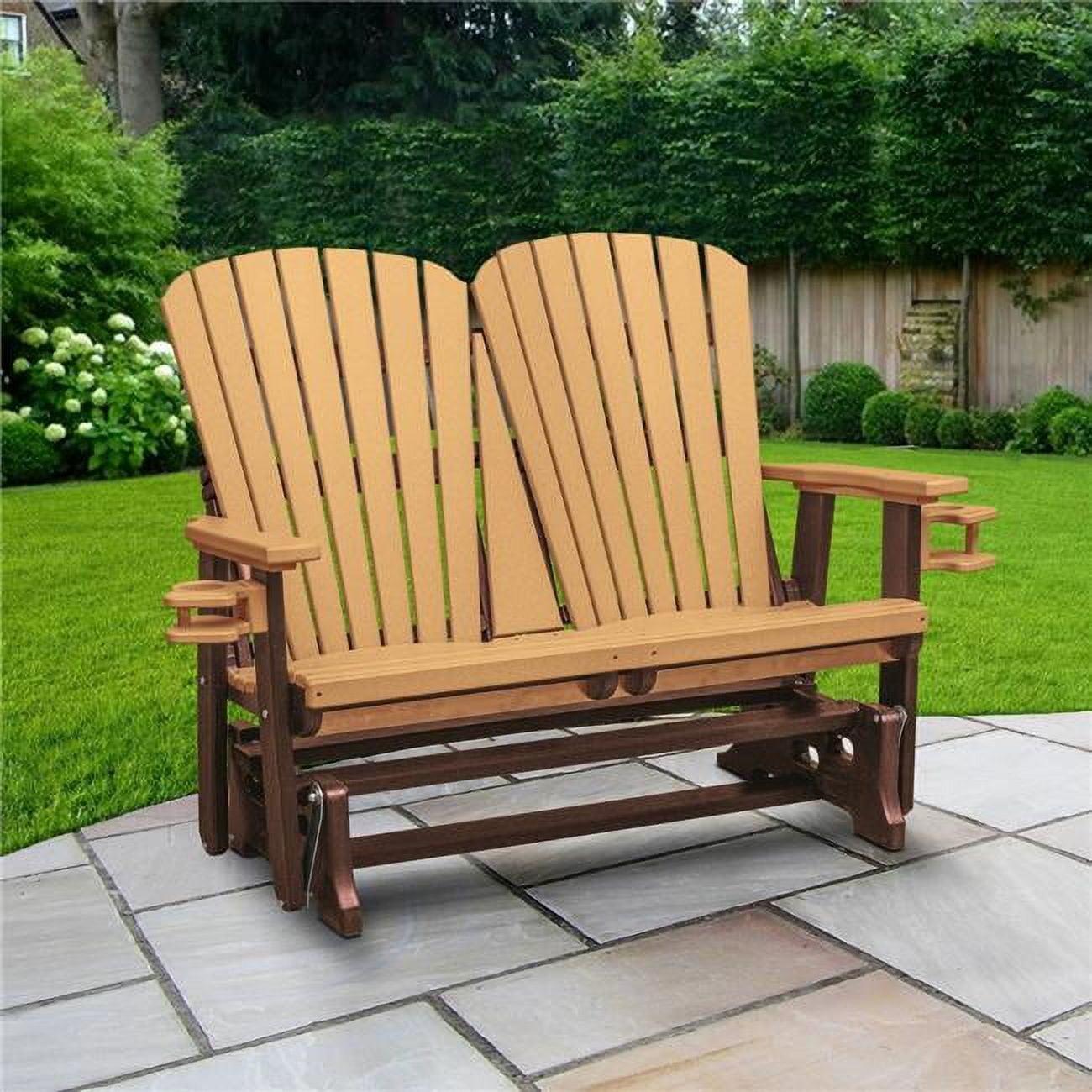 Cedar-Tudor Dual Fan Back Outdoor Glider Chair with Cupholders