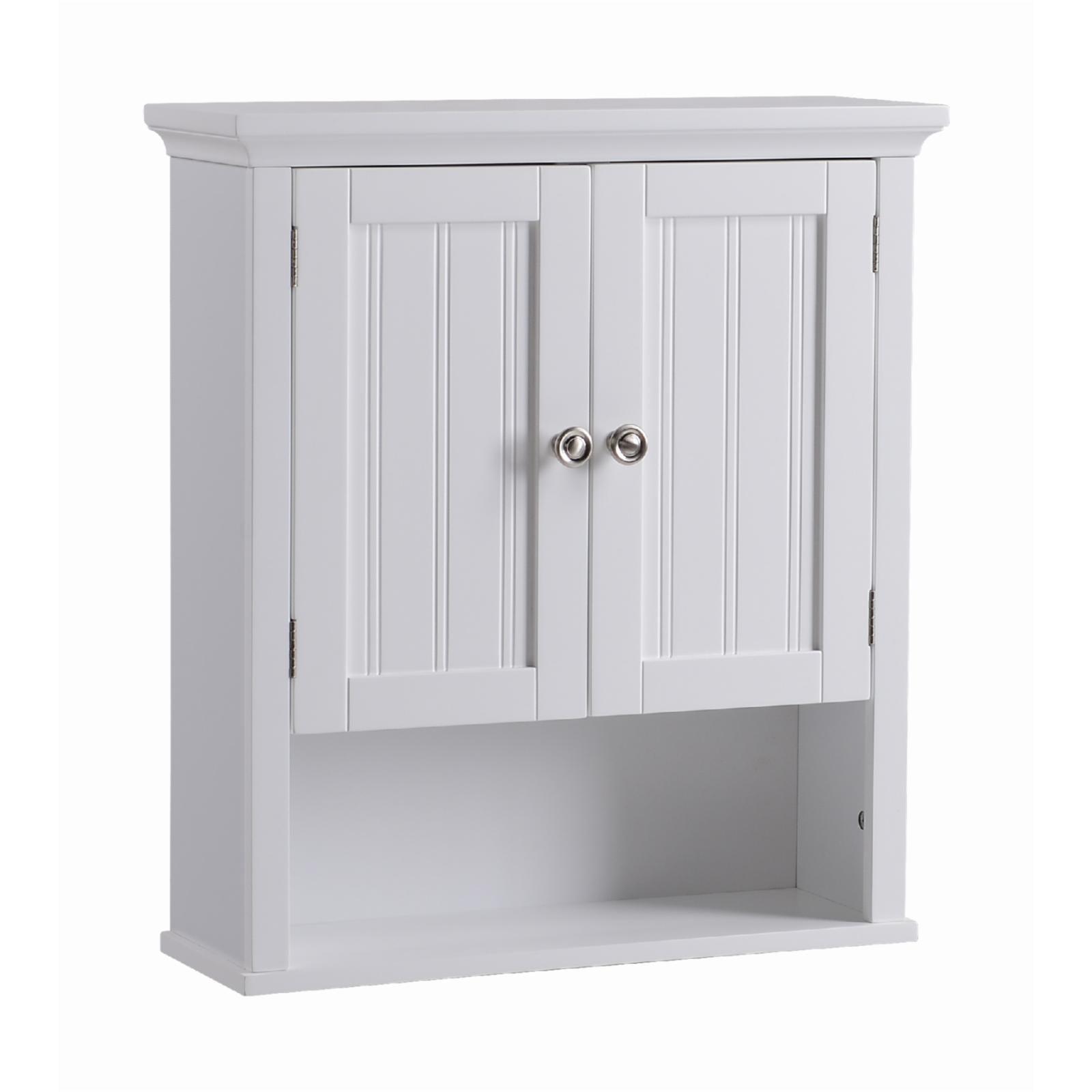 White Wood 2-Door Wall Cabinet with Adjustable Shelves