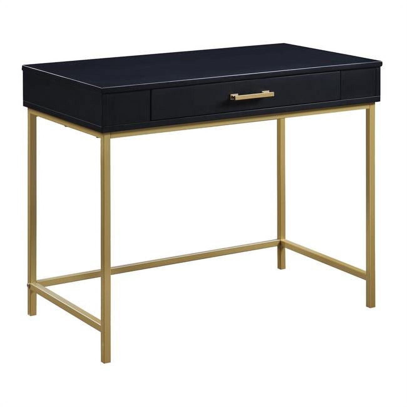 OS Home and Office Furniture 36" Contemporary Wood Writing Desk in Black/Gold