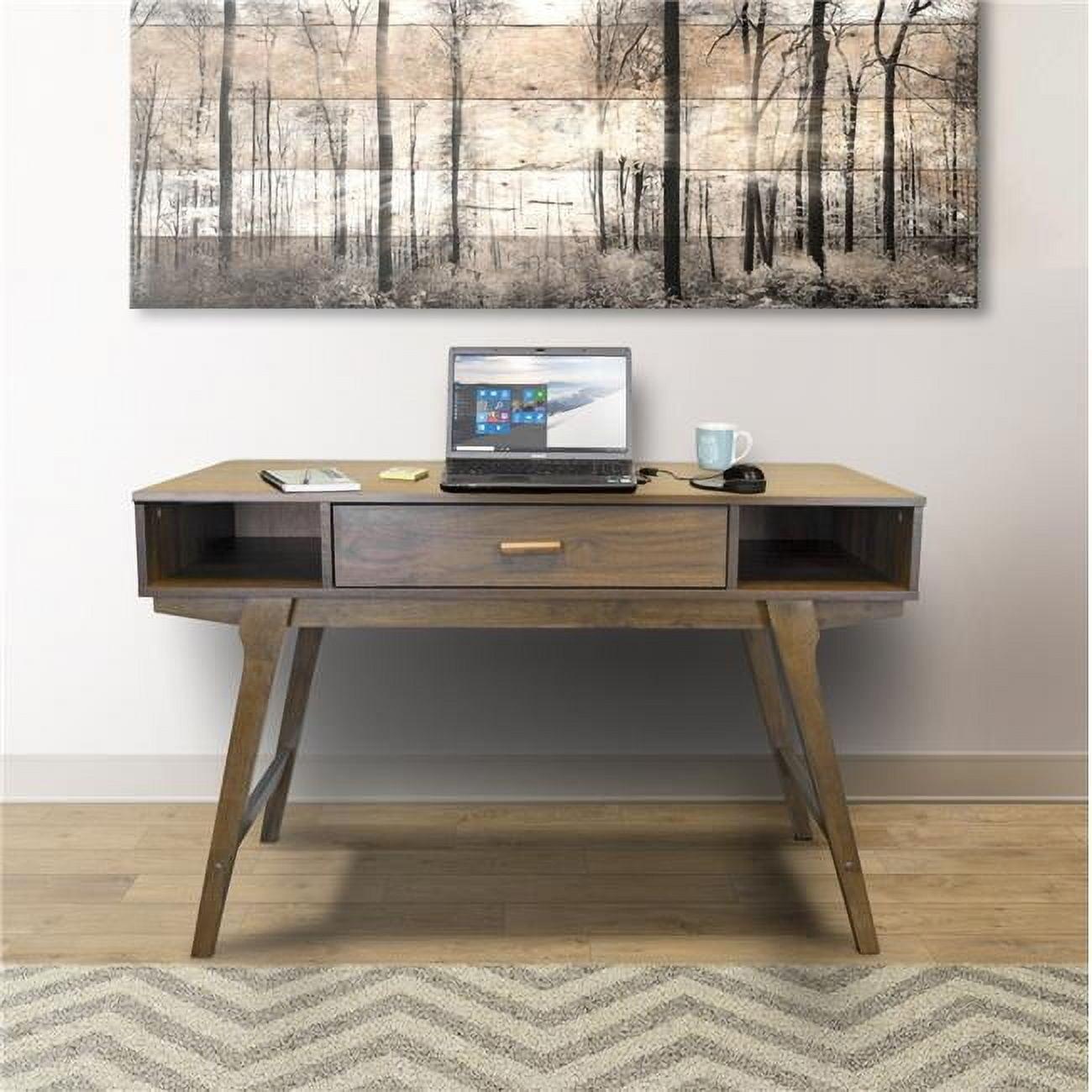 OS Home and Office Furniture 47.25" 1-Drawer Wood Desk in Danish Walnut