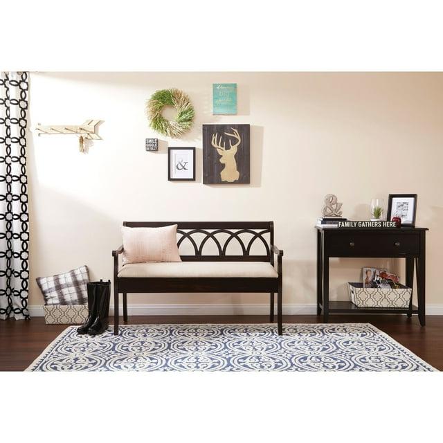 OSP Home Furnishings Coventry Storage Bench in Antique Black Frame and Beige Seat Cushion K/D