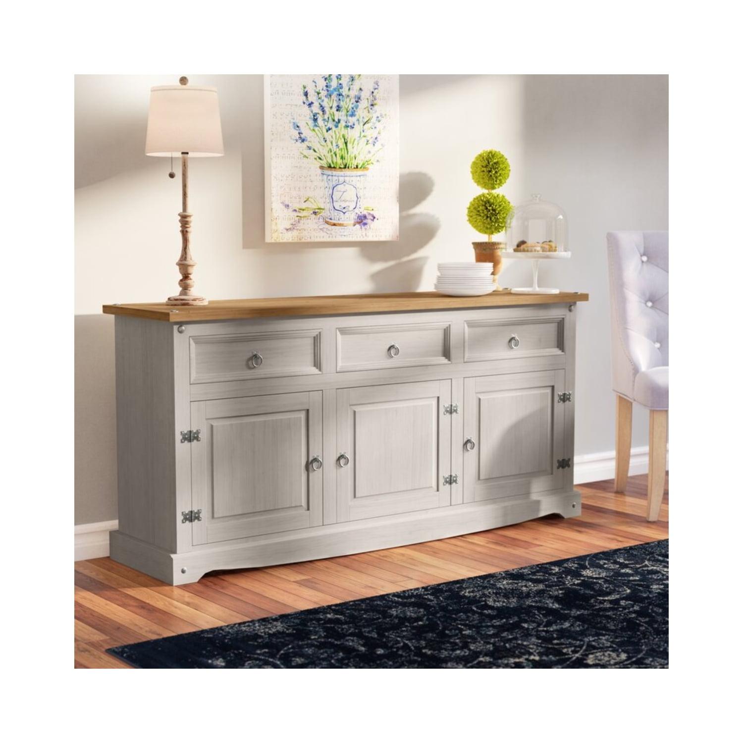 65.91 x 31.73 x 16.93 in. Cottage Series Wood Buffet Sideboard, Corona Gray