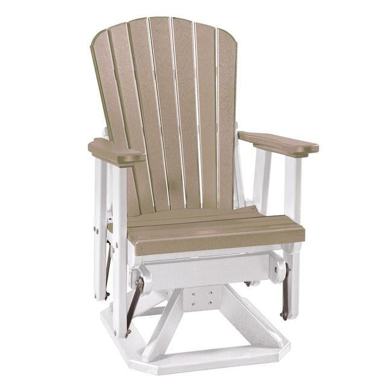 Coastal Comfort Weatherwood & White Poly Resin Swivel Glider Chair