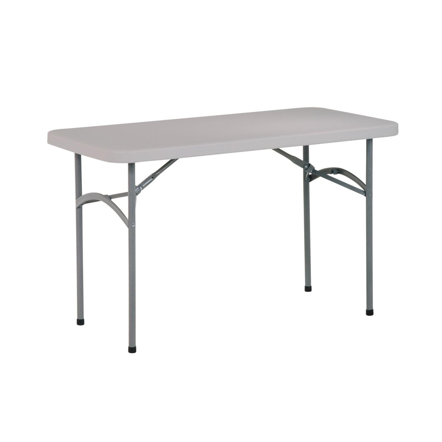 48'' Light Grey Resin Folding Table with Powder-Coated Steel Frame