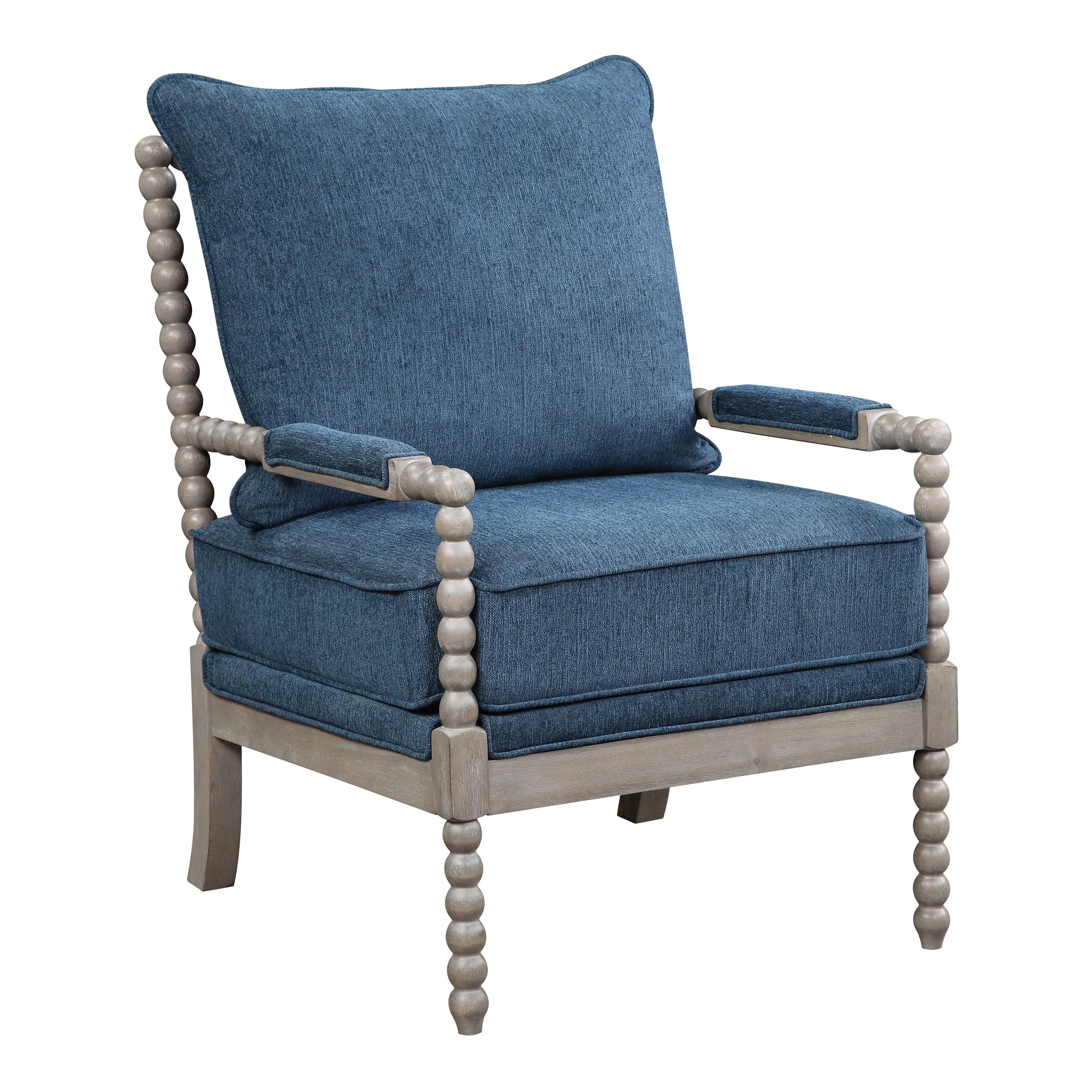 OSP Home Furnishings Abbott Chair in Azure Fabric with Brushed Grey Base K/D