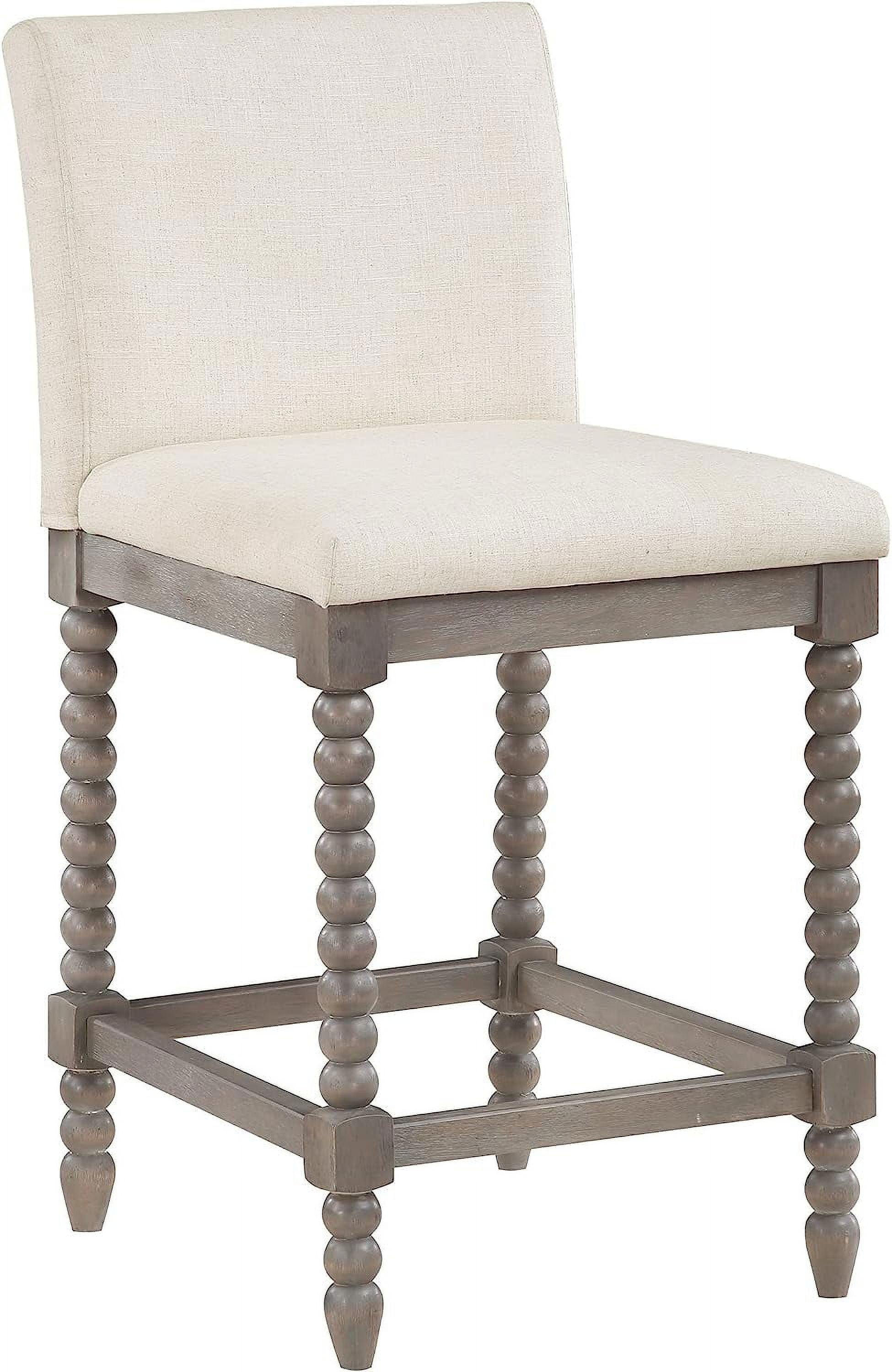 Abbott 26" Spindle Counter Stool with Brushed Gray Frame and Linen White Fabric