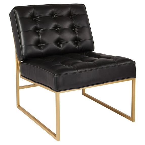 OSP Home Furnishings Anthony Chair in Black Faux Leather with Coated Gold Frame