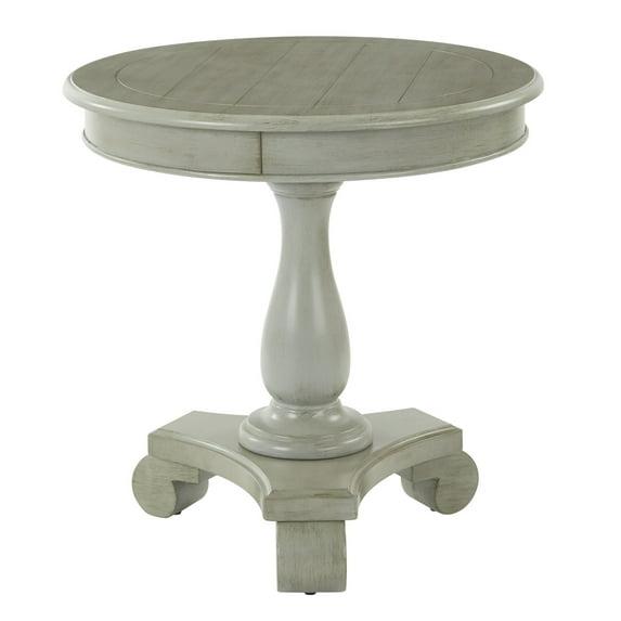 OSP Home Furnishings Avalon Hand Painted Round Accent table in Antique Grey Finish
