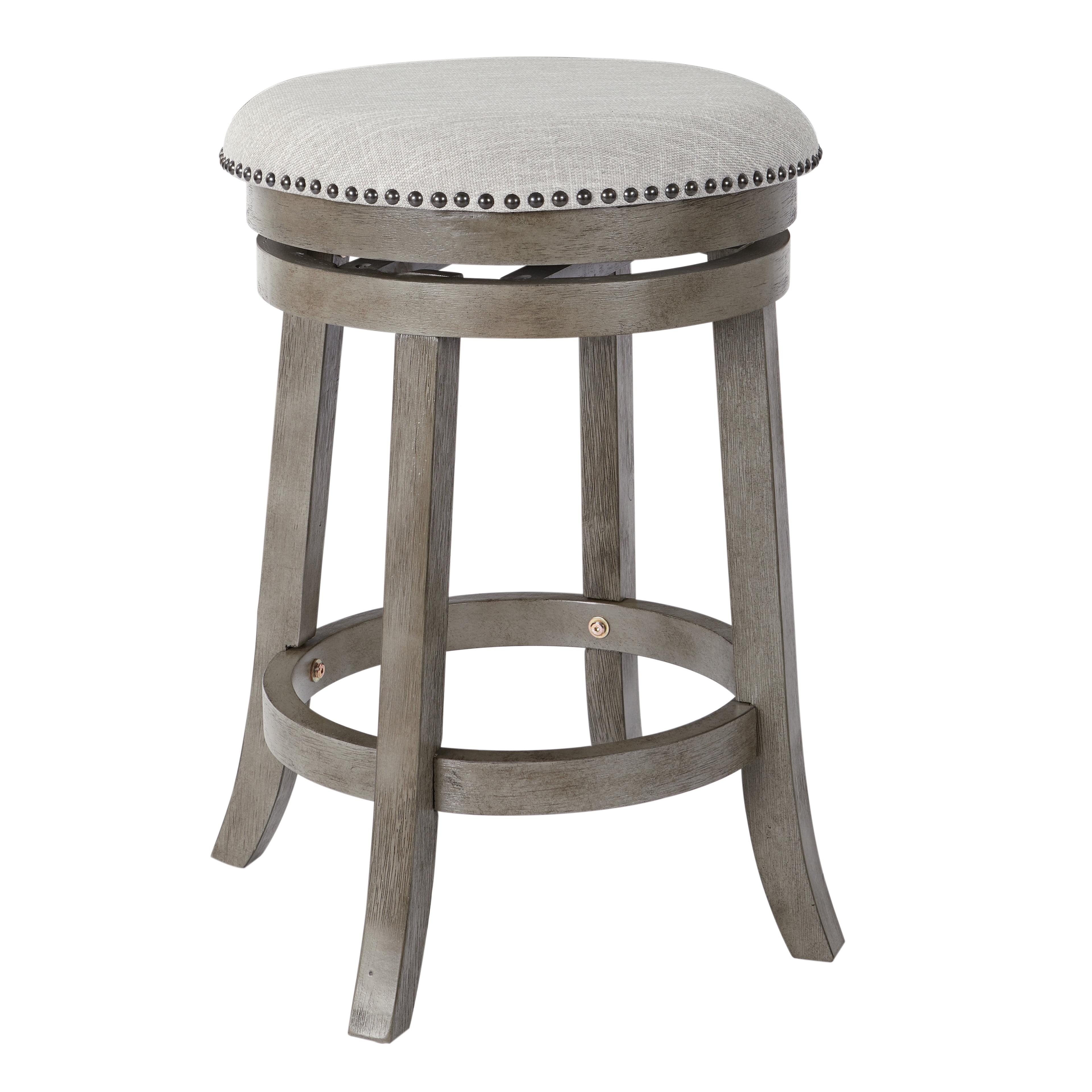 OSP Home Furnishings Backless Swivel Stool in Antique Grey Finish 2-Pack