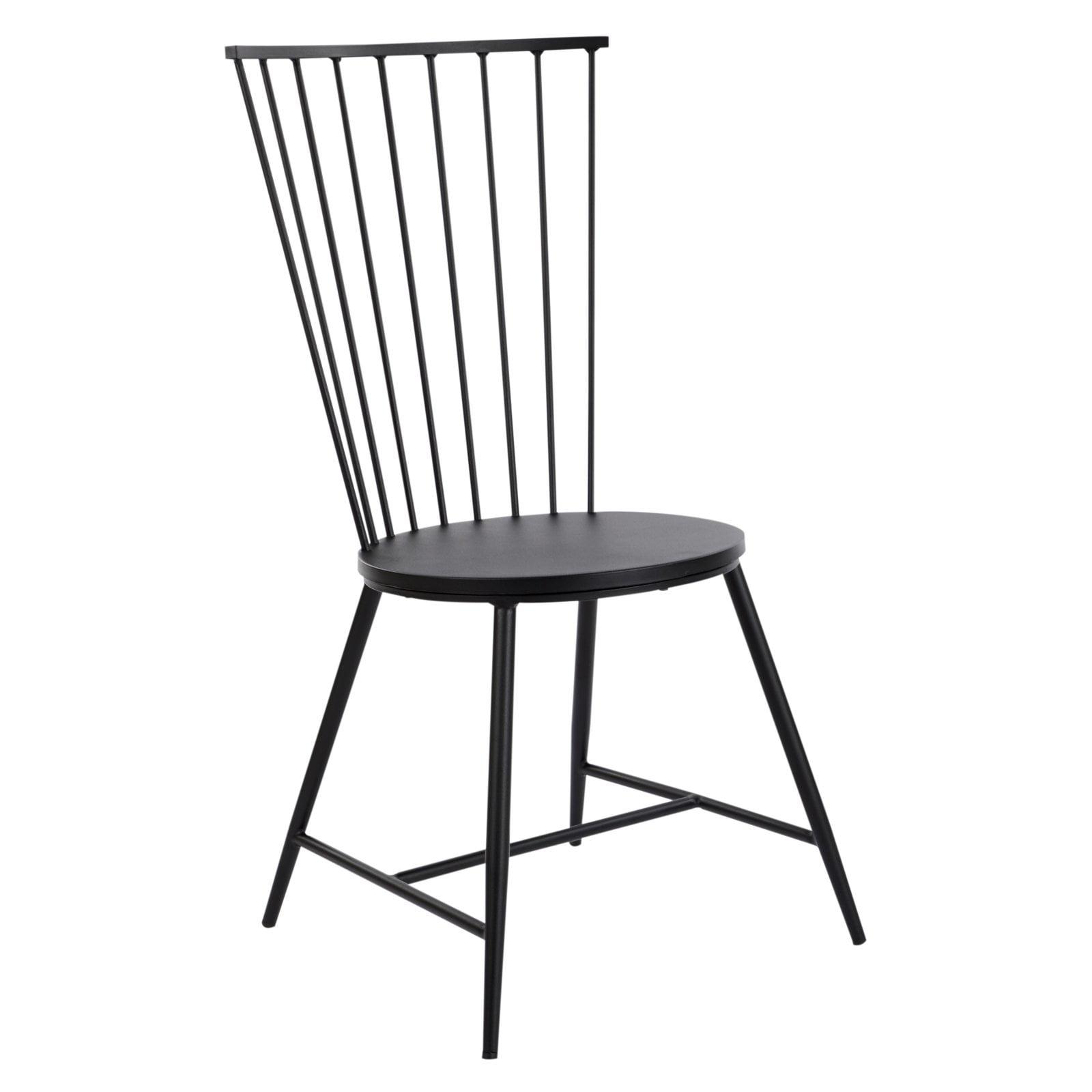 Sleek Minimalist Windsor Metal Side Chair in Black