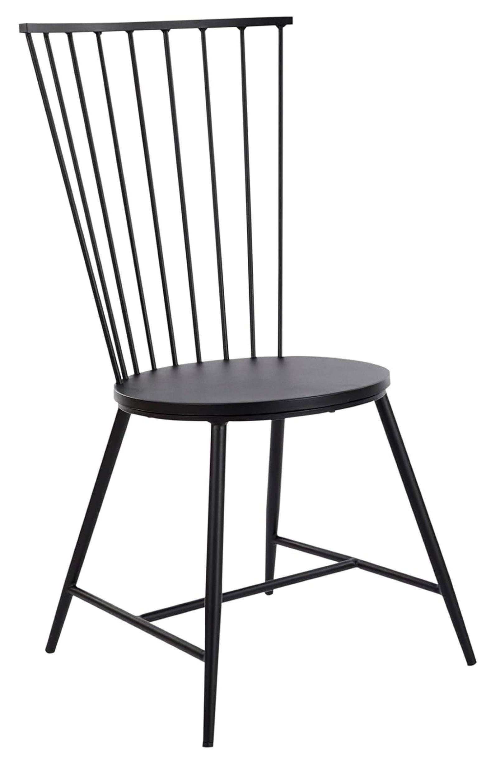 Sleek Minimalist Windsor Metal Side Chair in Black
