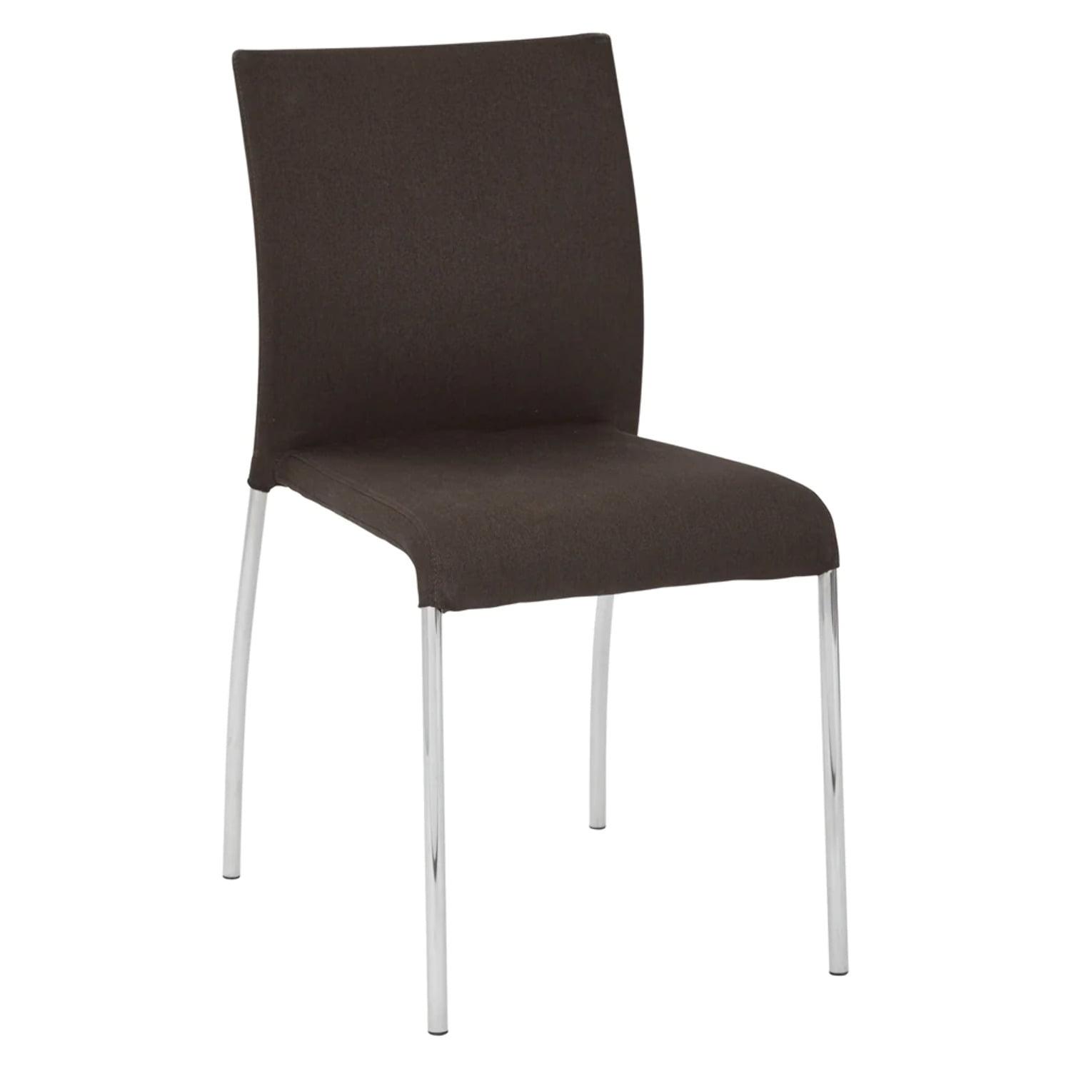 Conway Brown Fabric and Chrome Stacking Chair, 2-Pack