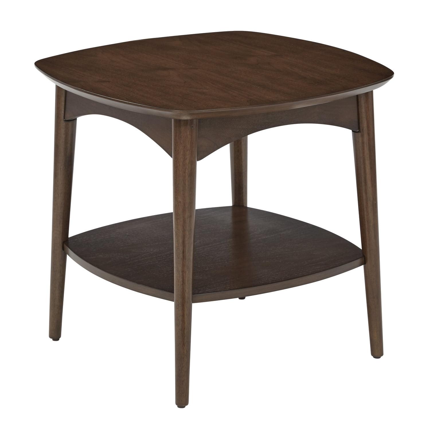Copenhagen Accent Table Walnut - OSP Home Furnishings: Mid-Century 2-Tiered, Square, Wood Construction