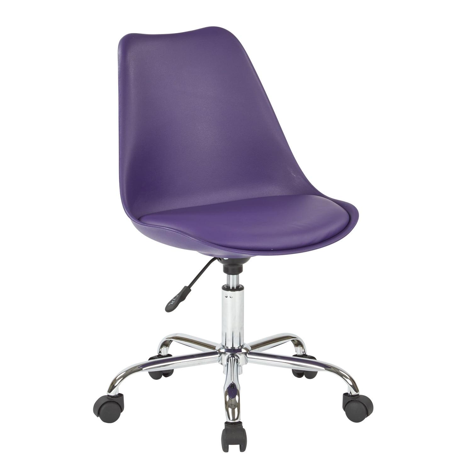 Emerson Office Chair with Pneumatic Chrome Base Purple - OSP Home Furnishings: Swivel, Armless, Adjustable Height