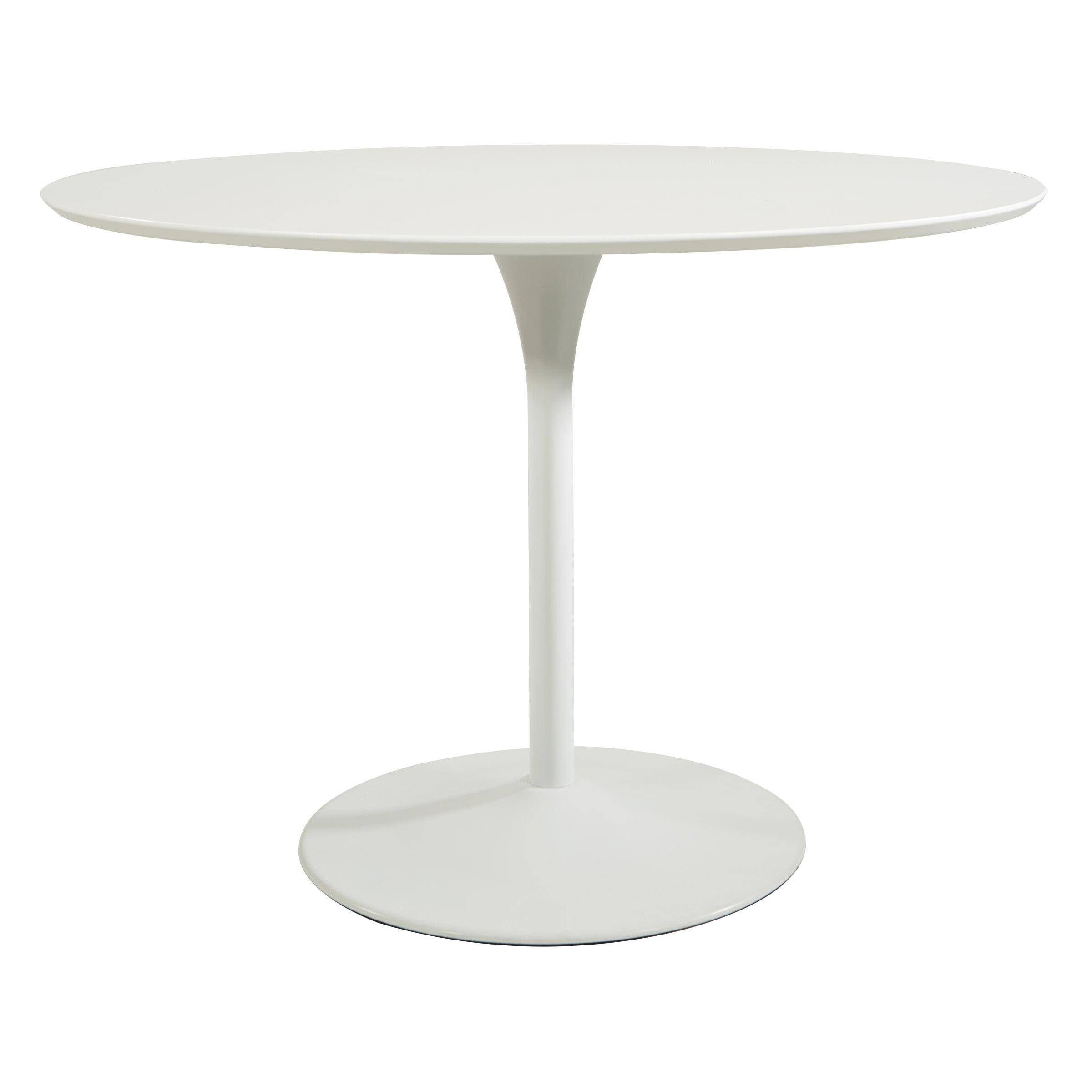 41" White Laminate Round Dining Table with Steel Base