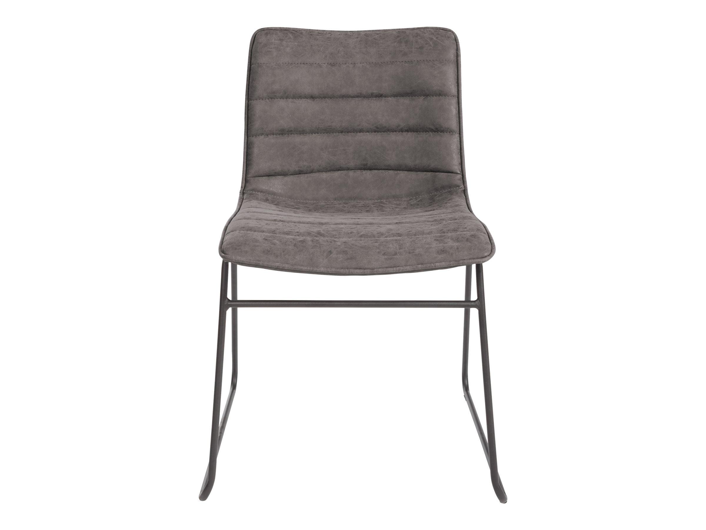 Charcoal Faux Leather Upholstered Stackable Side Chair with Metal Frame