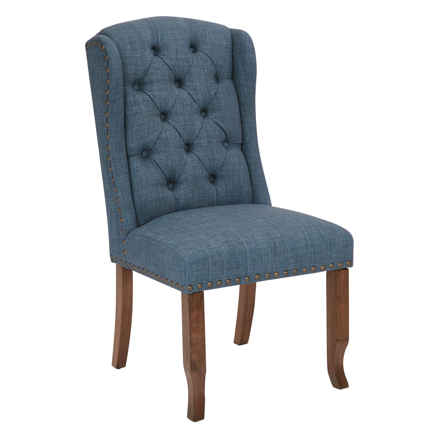 Jessica Tufted Wingback Dining Chair Navy - OSP Home Furnishings: Polyester Upholstery, Nailhead Trim, Solid Wood Legs