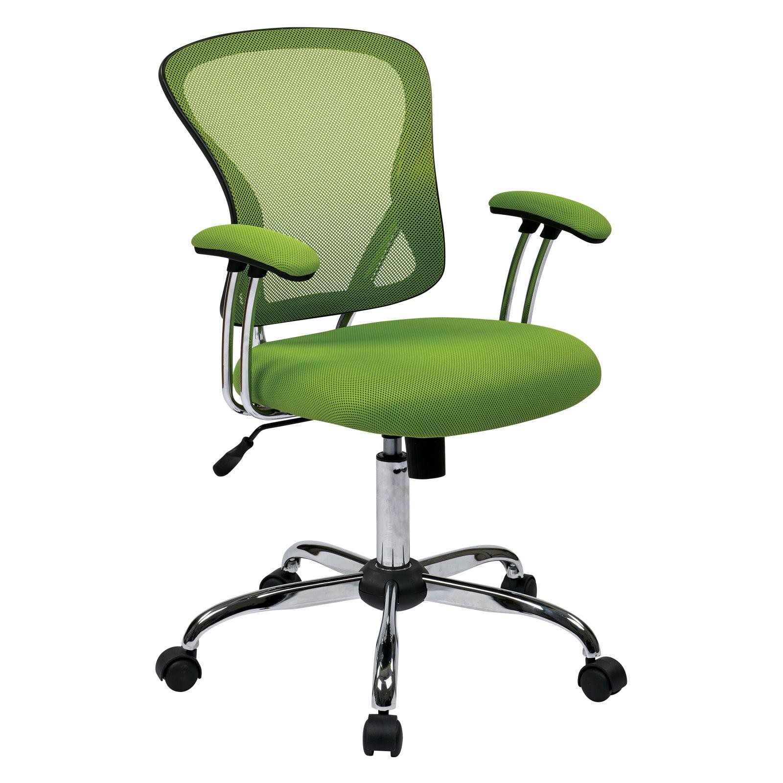 Energize Swivel Green Mesh and Leather Task Chair with Metal Accents