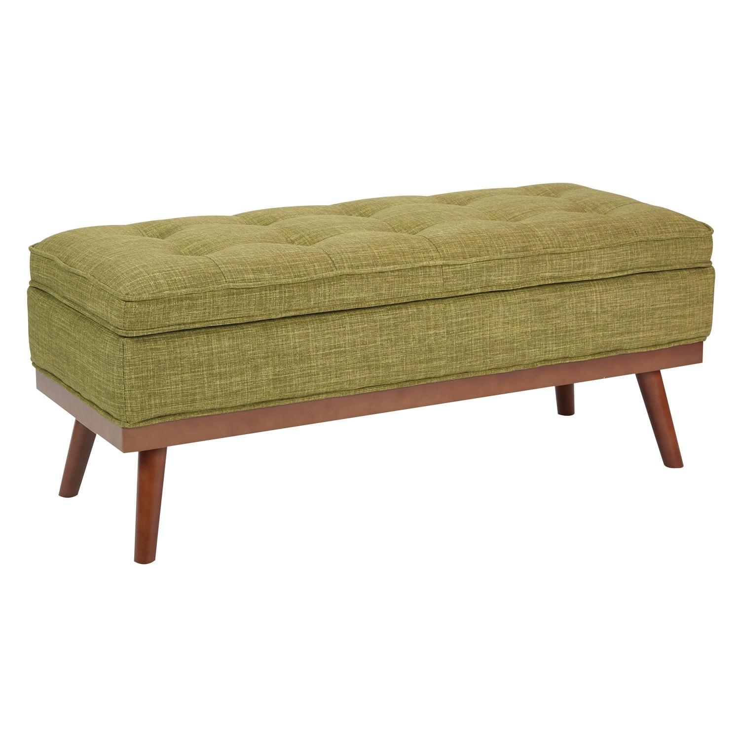 Katheryn Storage Bench Green - OSP Home Furnishings: Mid-Century Modern Ottoman, Plywood Frame, Polyester Upholstery