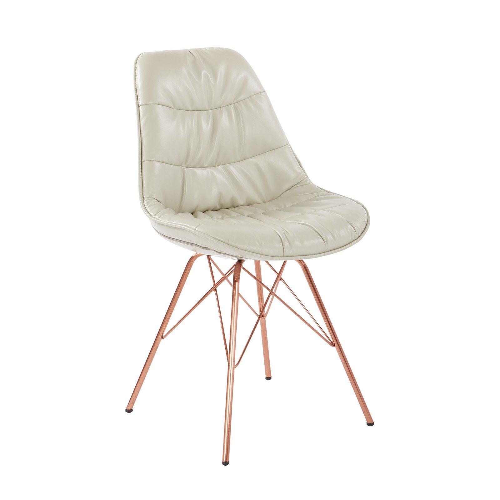 OSP Home Furnishings Langdon Chair in Cream Faux Leather with Rose Gold Base