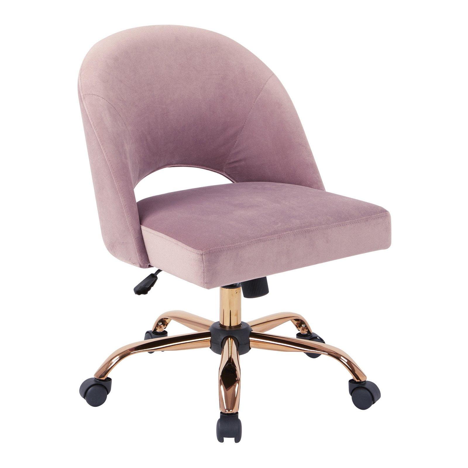 Mauve Leather and Metal 29" Swivel Accent Chair