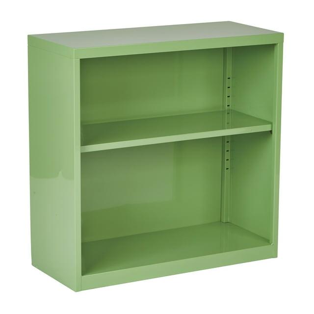 OSP Home Furnishings Metal Bookcase in Green Finish