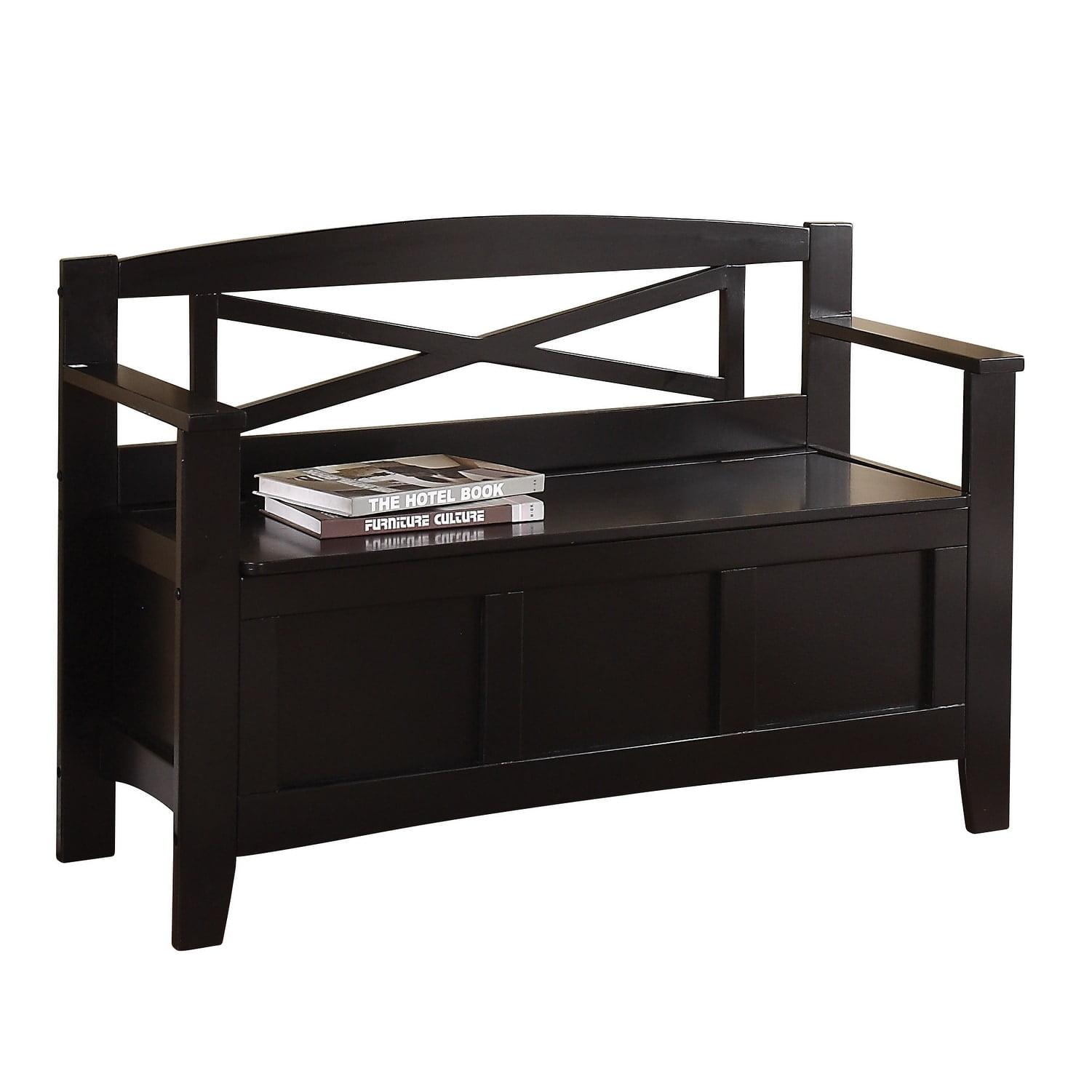 OSP Home Furnishings Metro Solid Wood  Entry Way Bench in Black