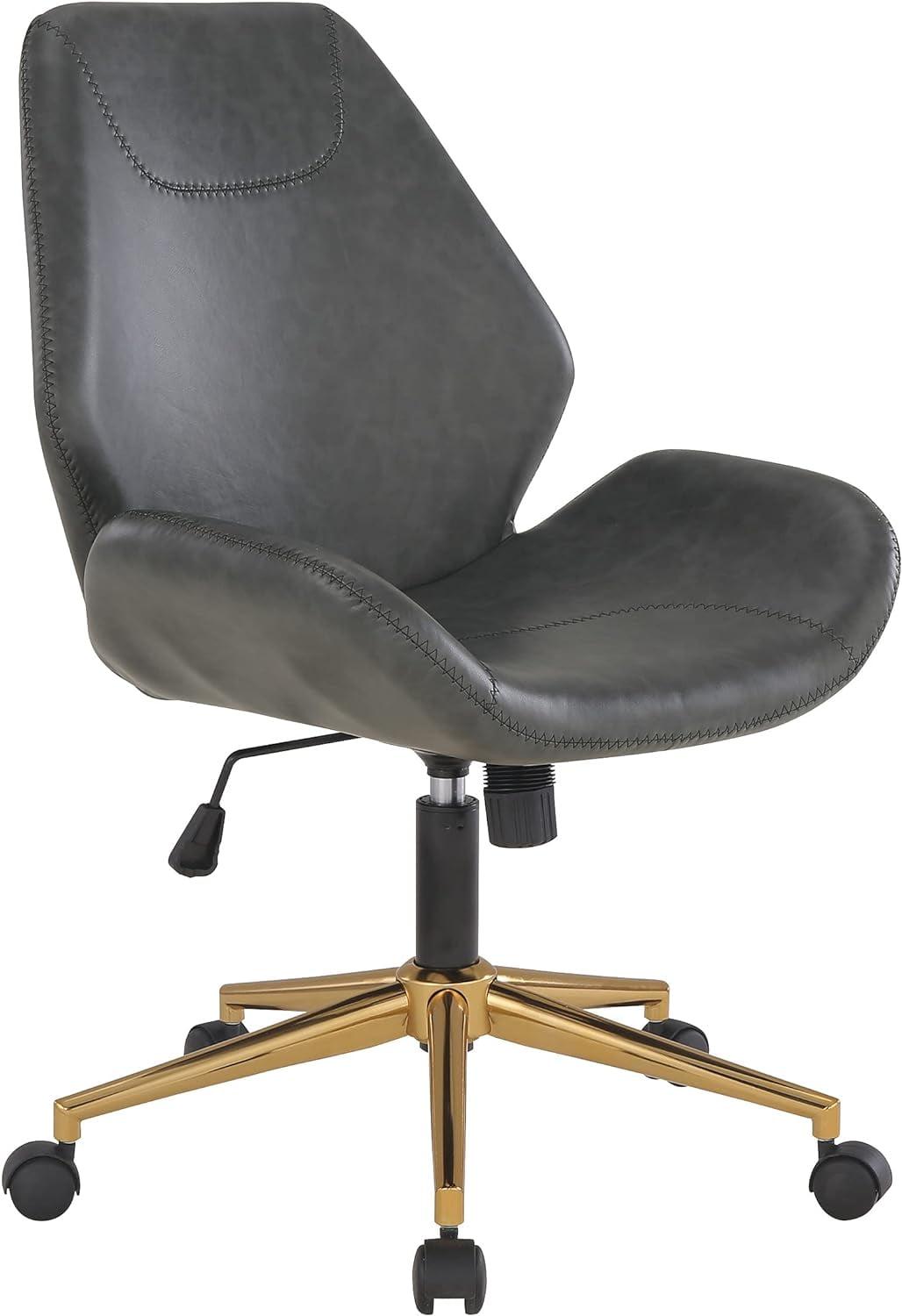 Black Leather and Metal Swivel Executive Office Chair