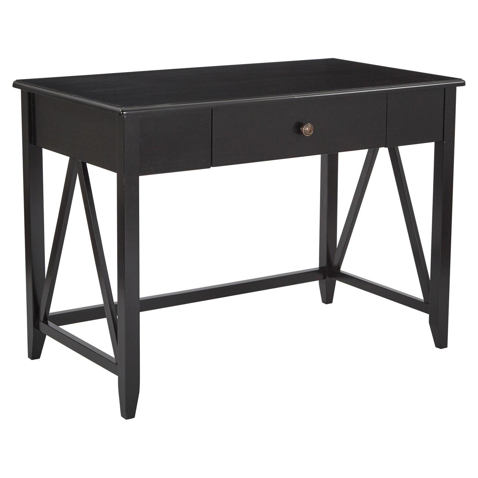 Santa Cruz Modern Black Writing Desk with Cross Beam Accents