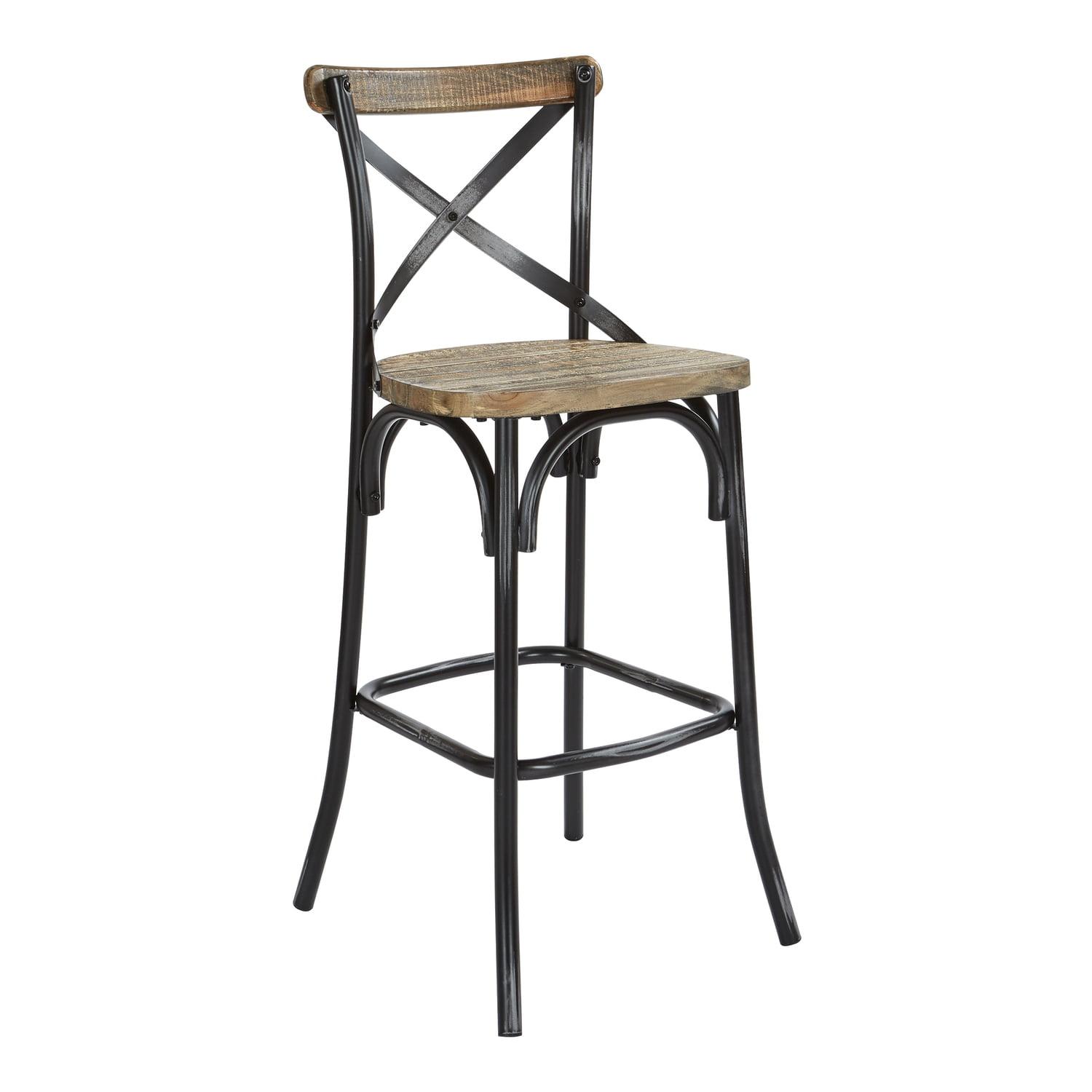 OSP Home Furnishings Somerset 30" Bar Stool with Back in Antique Black K/D