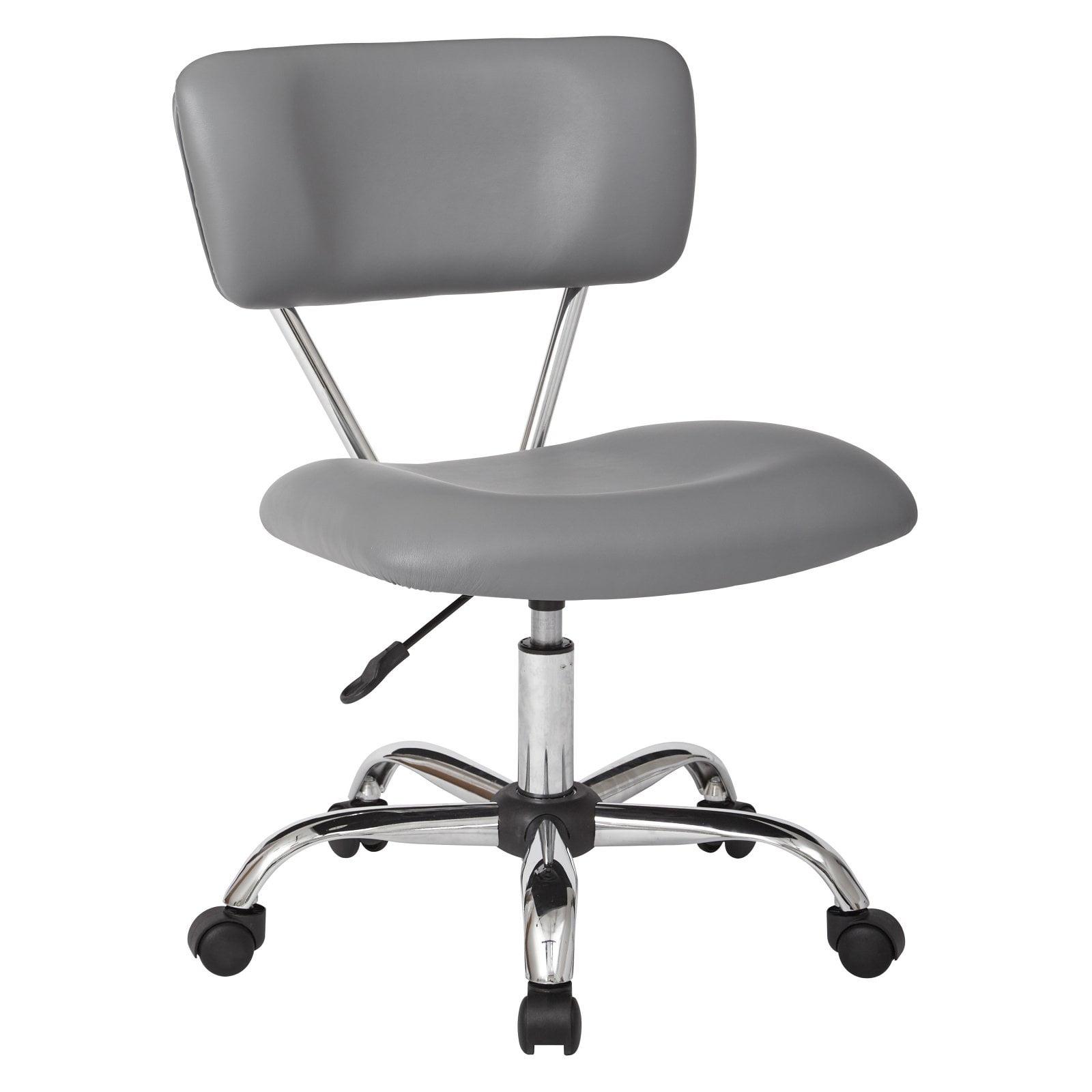 Vista Swivel Low-Back Task Chair in Gray Faux Leather