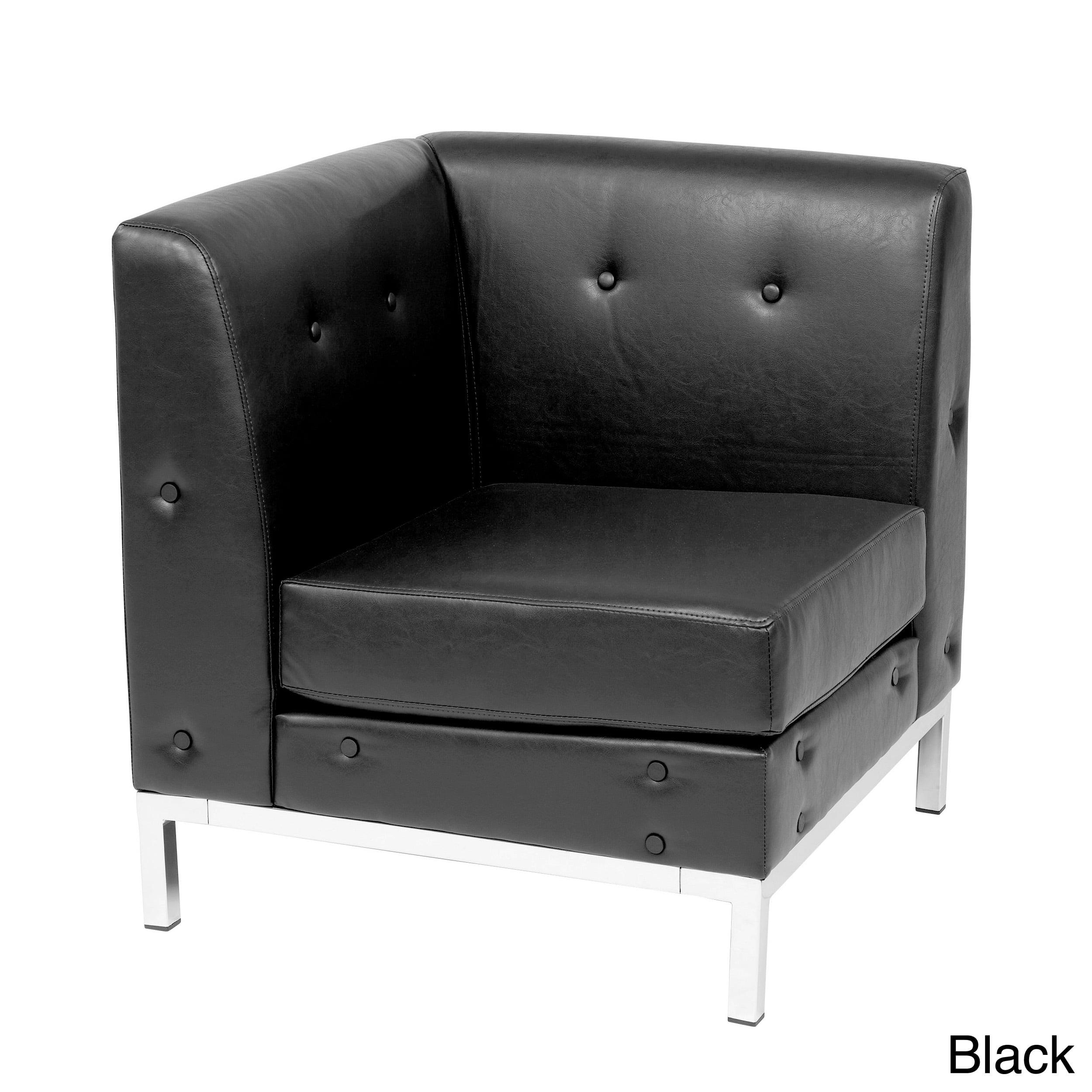 OSP Home Furnishings Wallstreet Corner Chair in Black Faux Leather