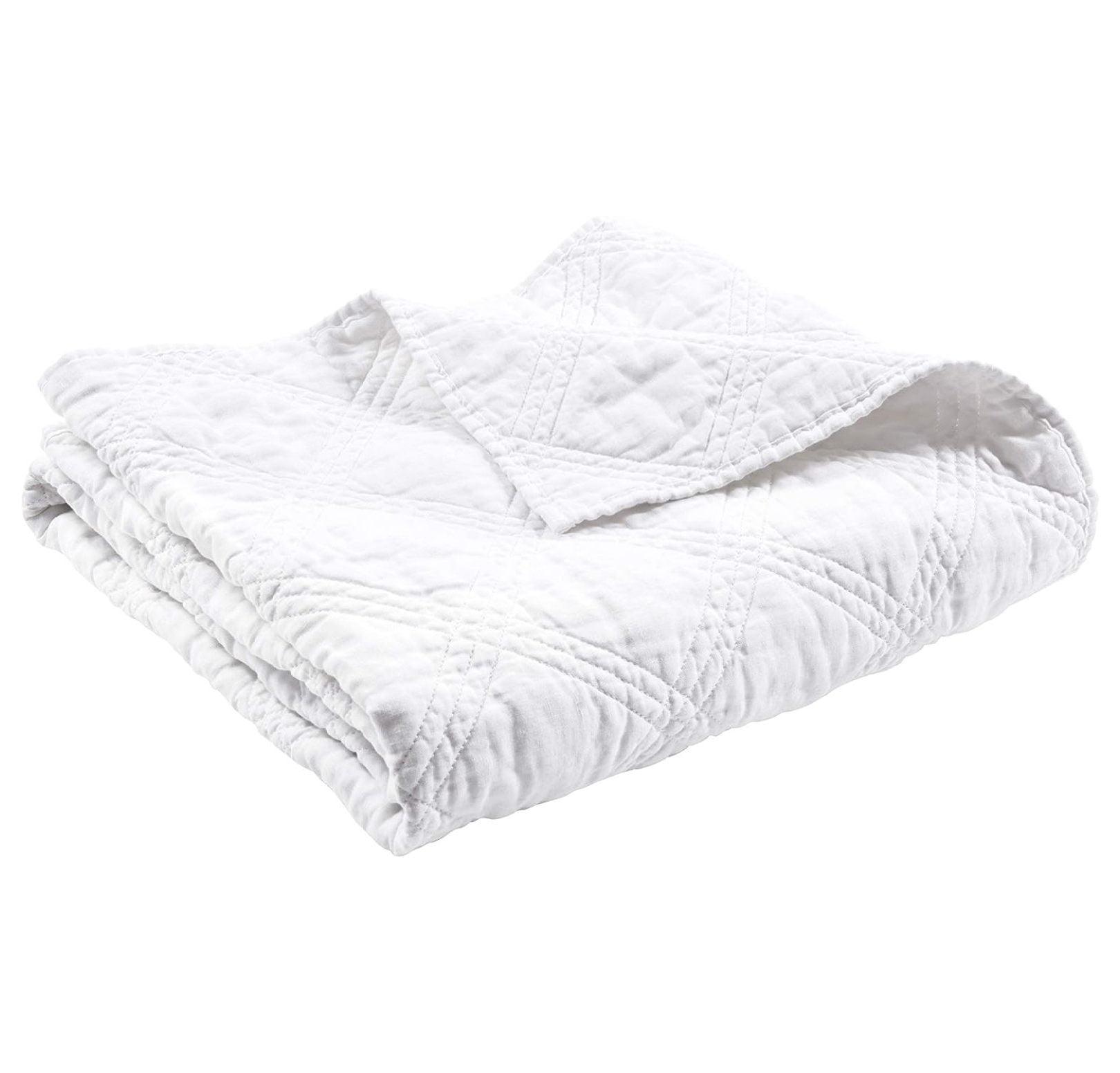 White Cotton Polyester Waffle Weave Bedspread