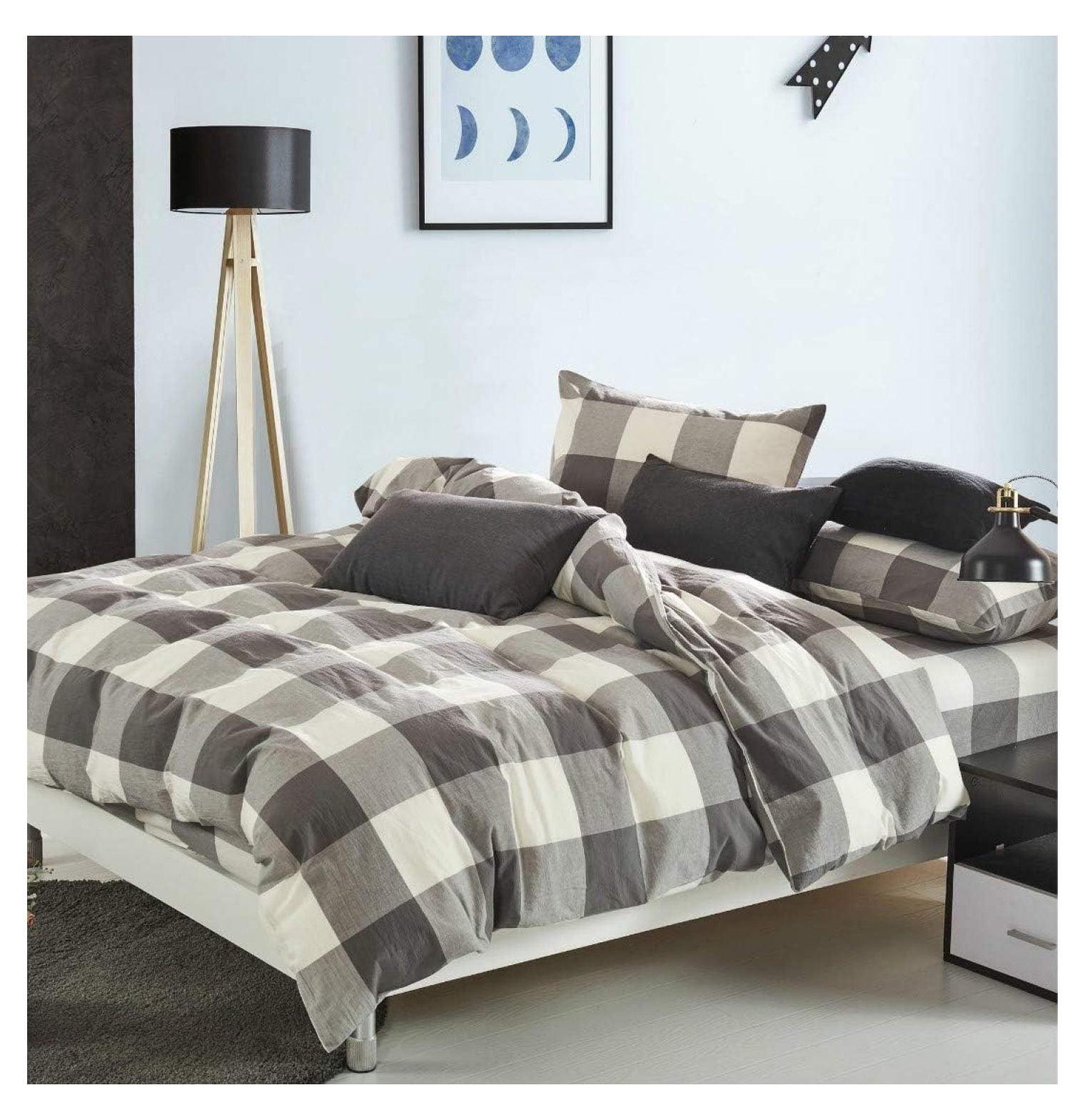 Home Soft Things 3 Piece Gingham Cotton  Duvet Cover Set