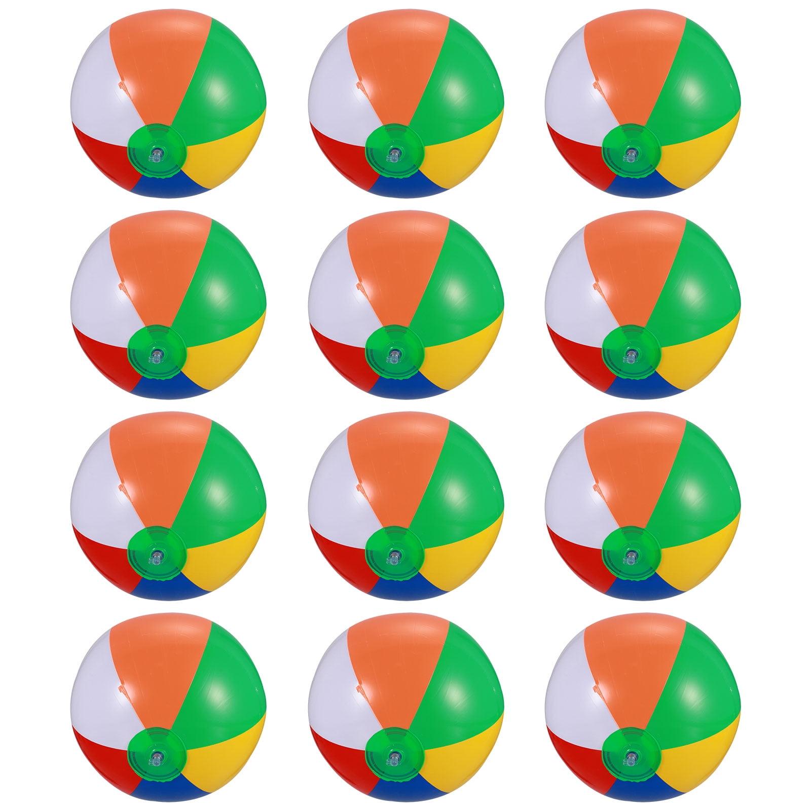 12" Mini Beach Balls Bulk (12 Pack) Summer Party Favors for Kids, Pool Toys