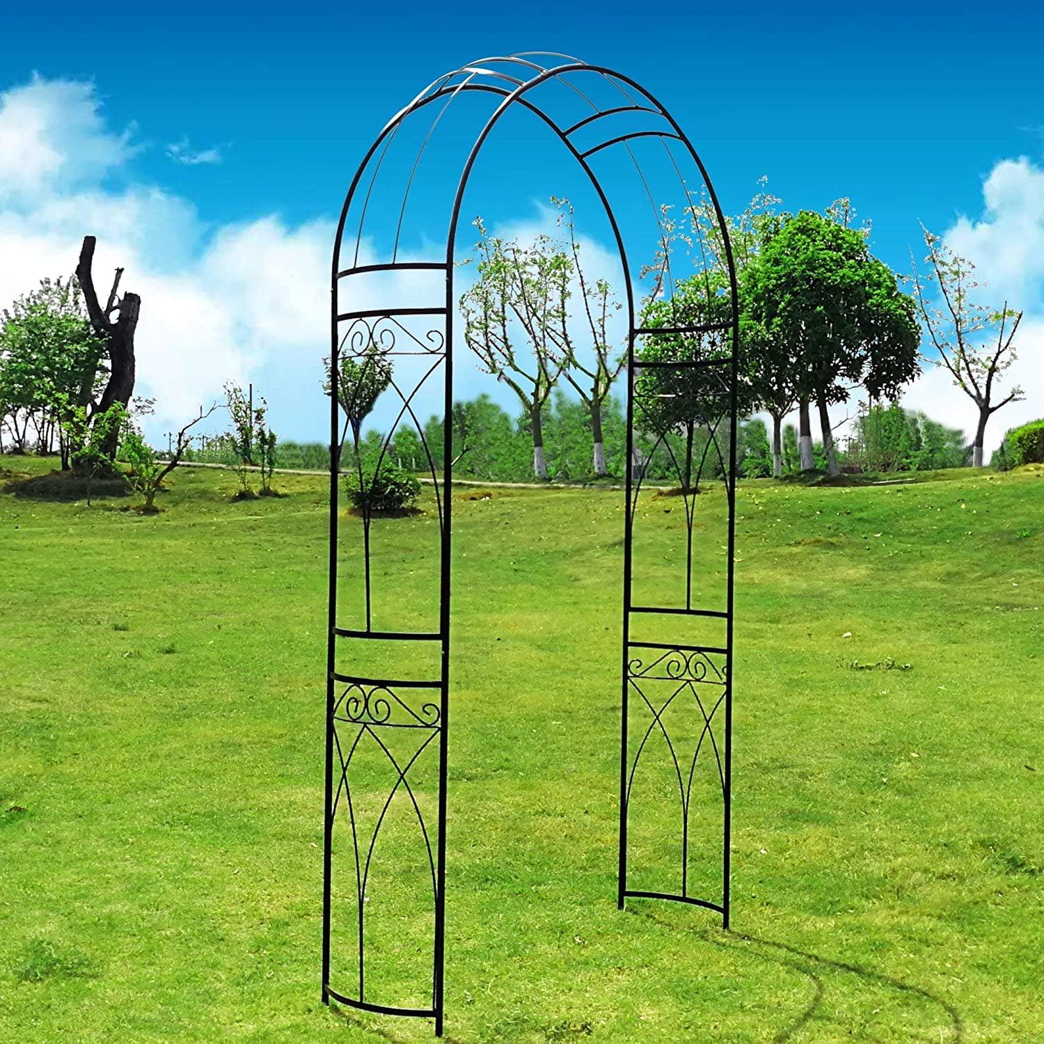 Black Metal Garden Arch Arbor with Graceful Curve