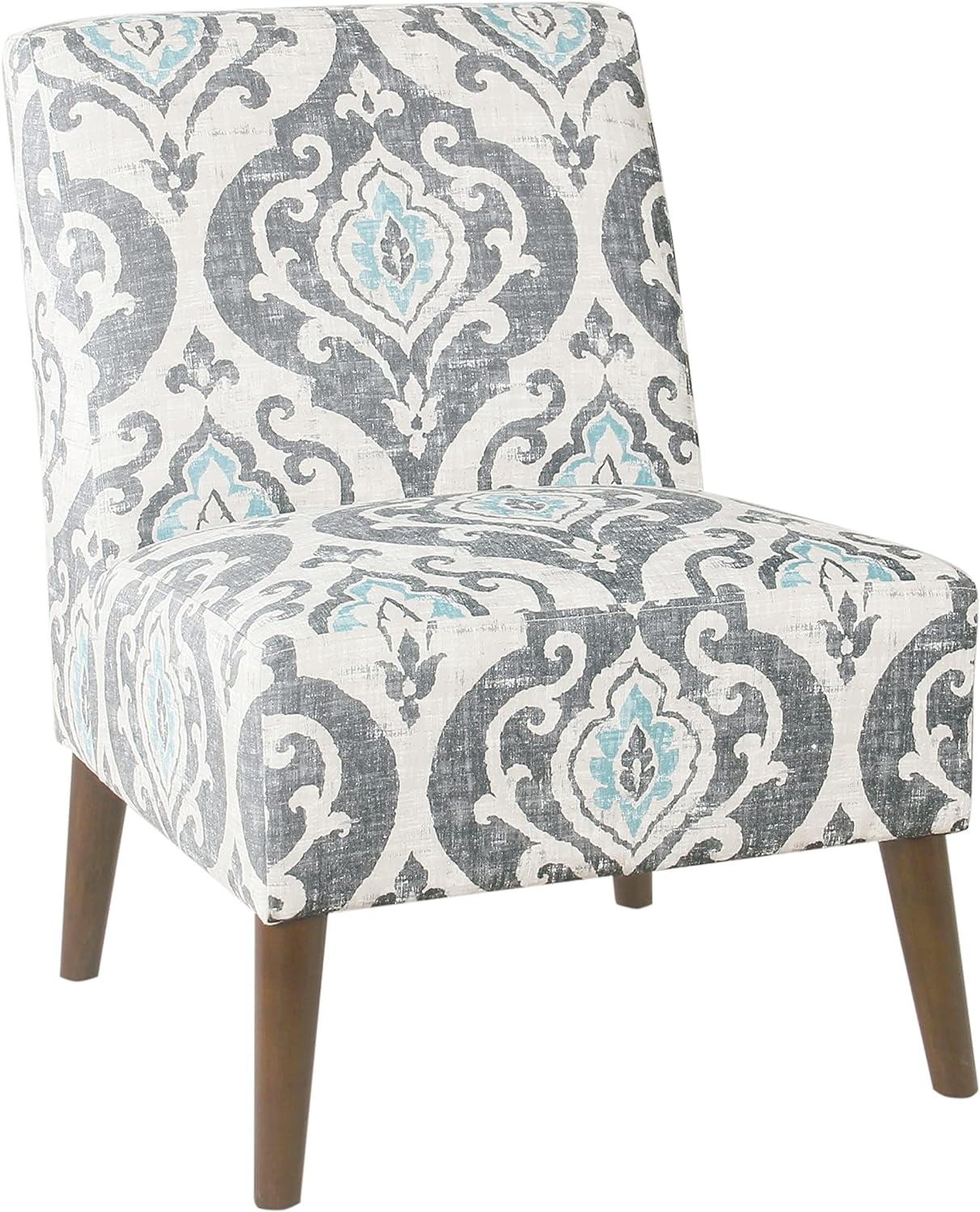 Suri Blue Medallion Pattern Modern Armless Accent Chair