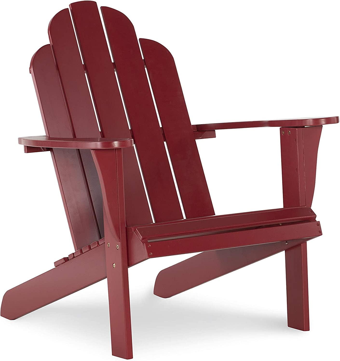 Classic Red Acacia Wood Adirondack Chair with Armrests