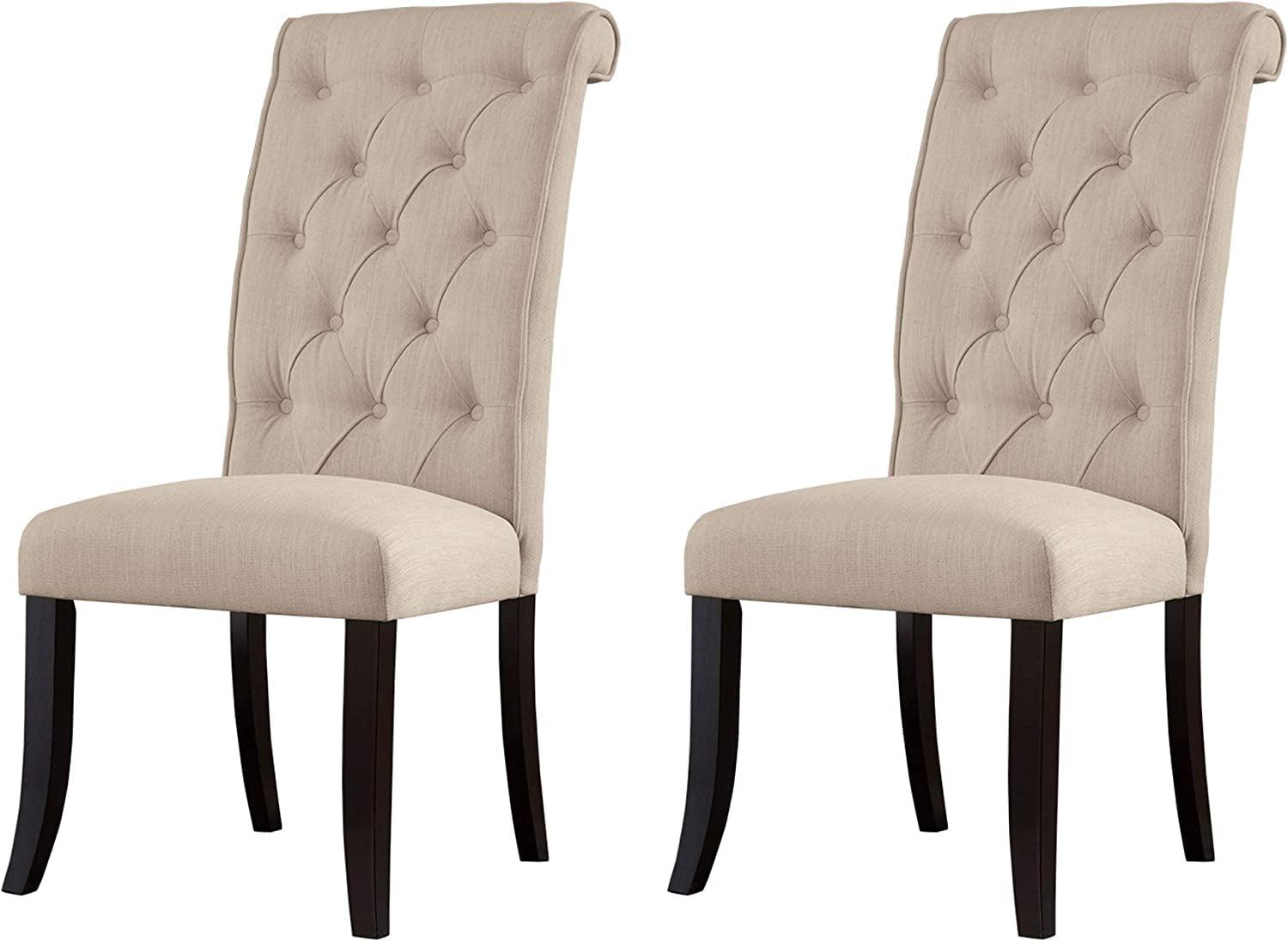 Elegant Linen Upholstered Parsons Side Chair with Metal Accents