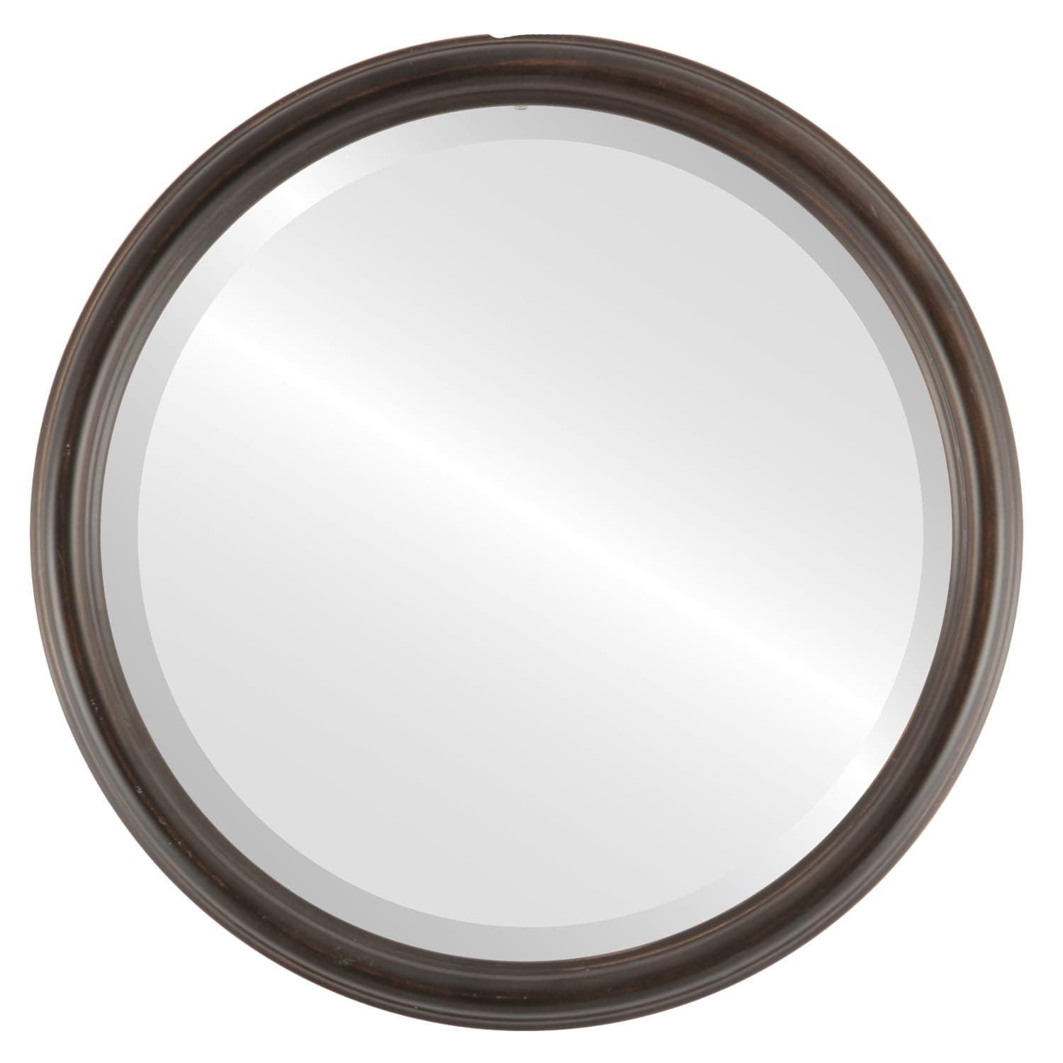 Saratoga 19" Round Mirror with Bronze Wood Frame