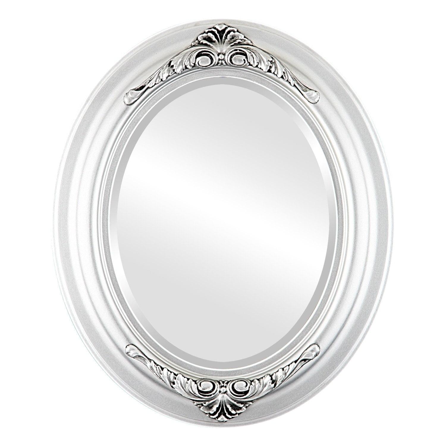 OVALCREST by The OVALCREST Mirror Store Winchester Framed Oval Mirror in Silver Spray 21x25