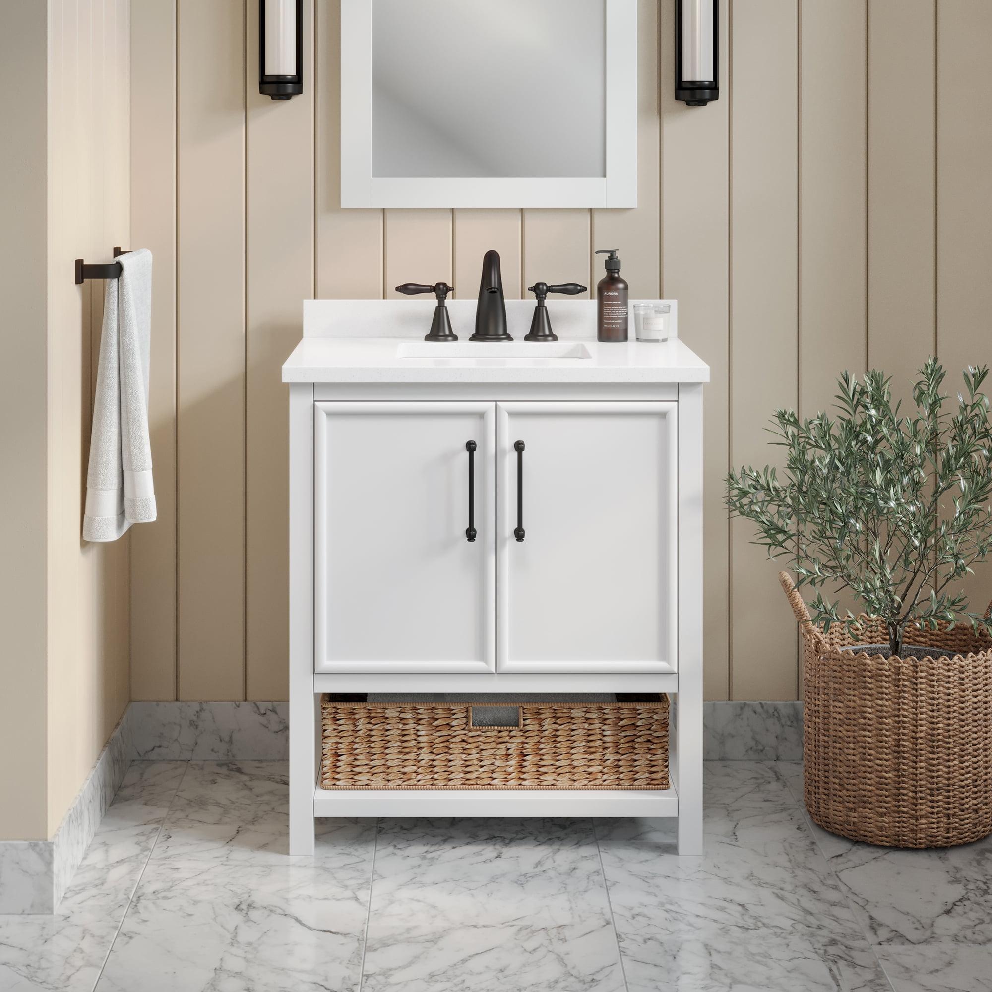 Marlen 30-Inch Pure White Bathroom Vanity with Quartz Countertop