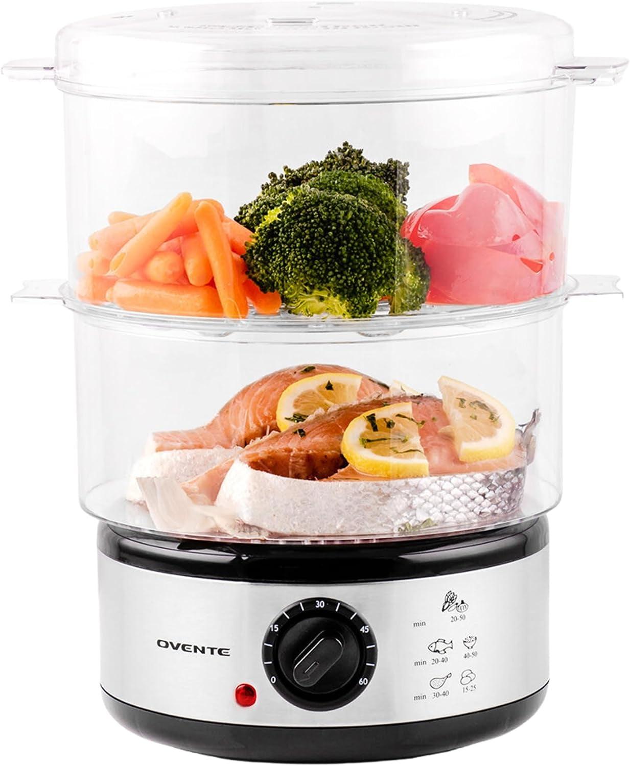 OVENTE 2-Tier Electric Food Steamer 5 Quarts Total Capacity